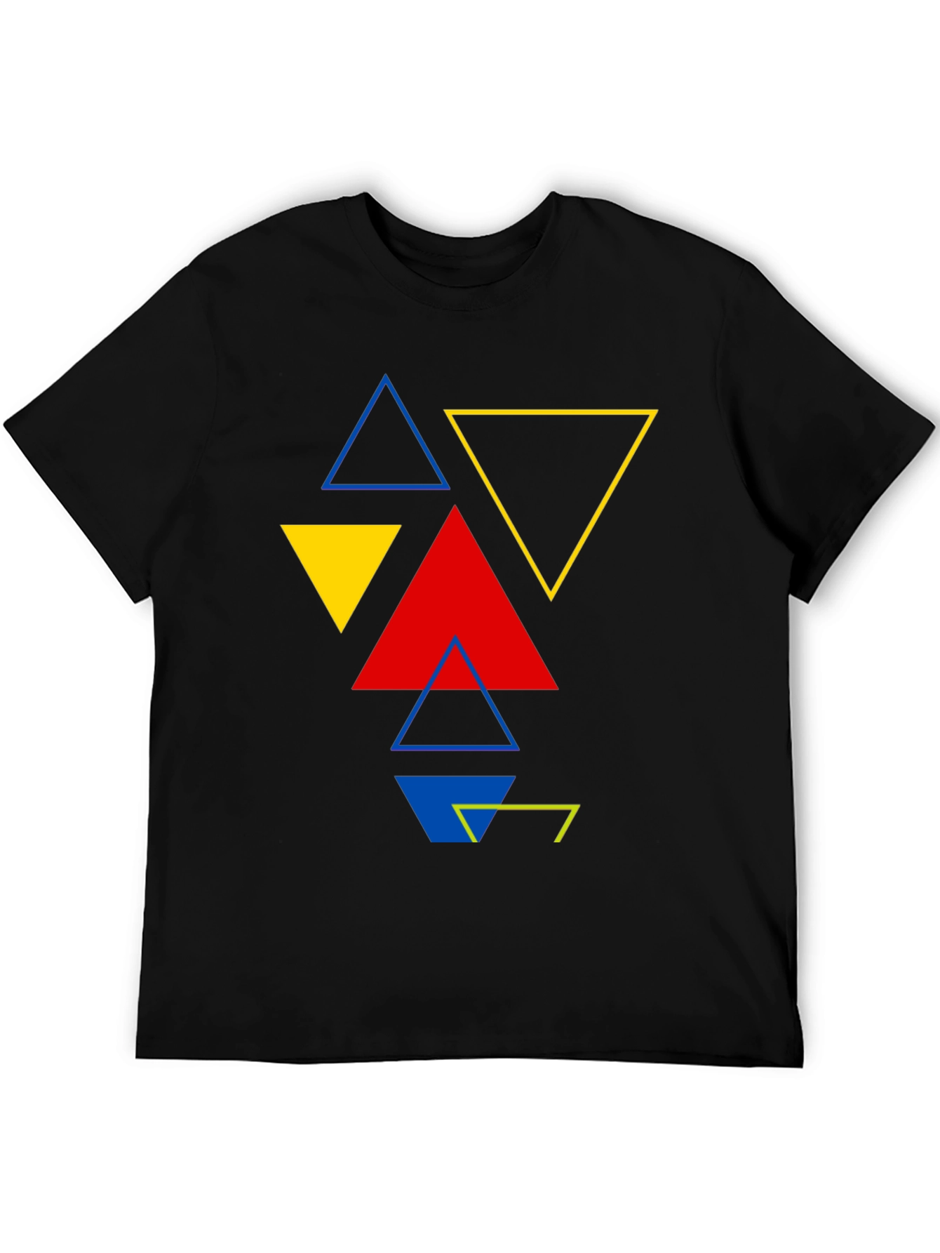 Geometric Triangle Graphic Print Black T-Shirt