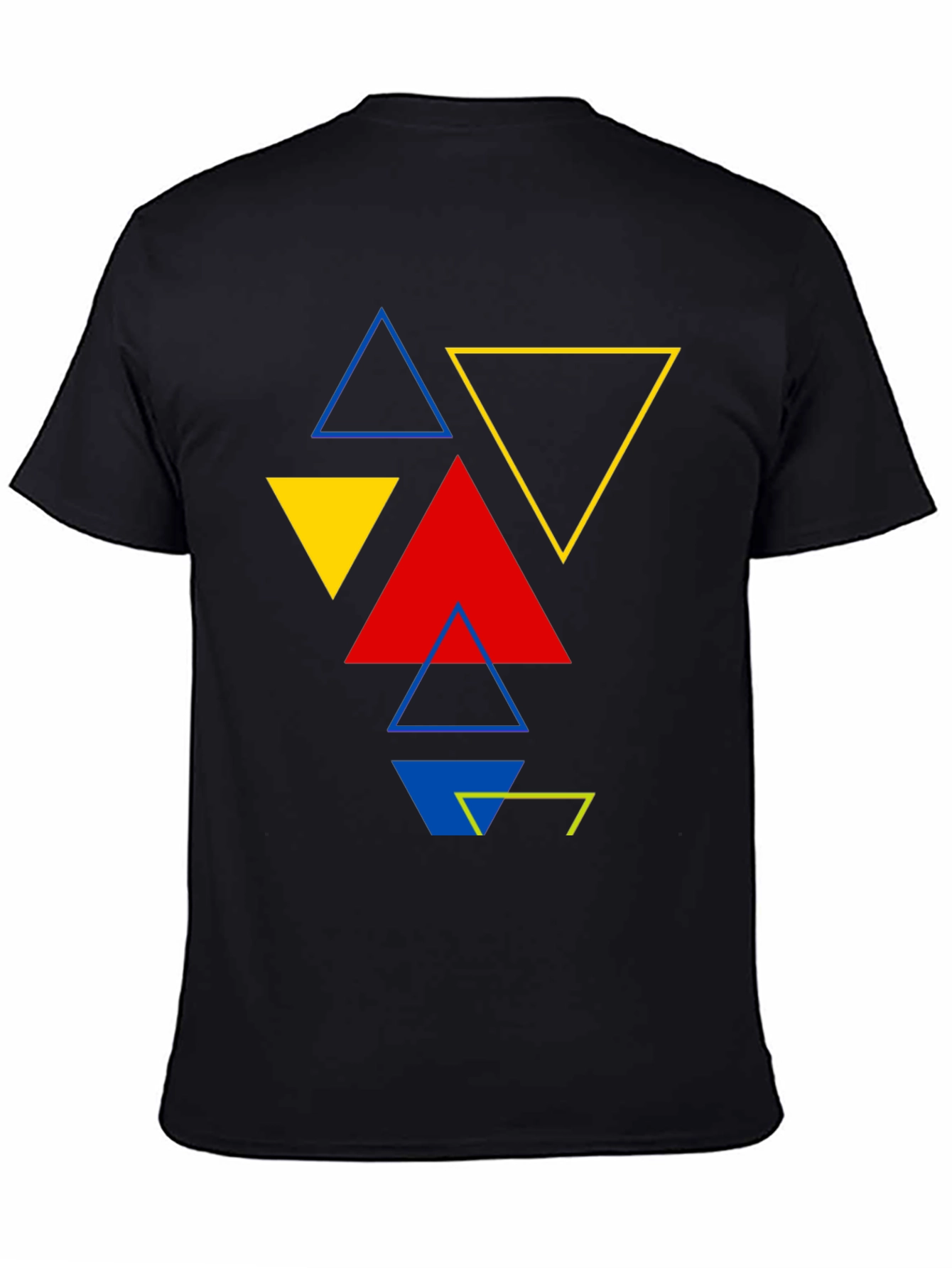 Geometric Triangle Graphic Print Black T-Shirt