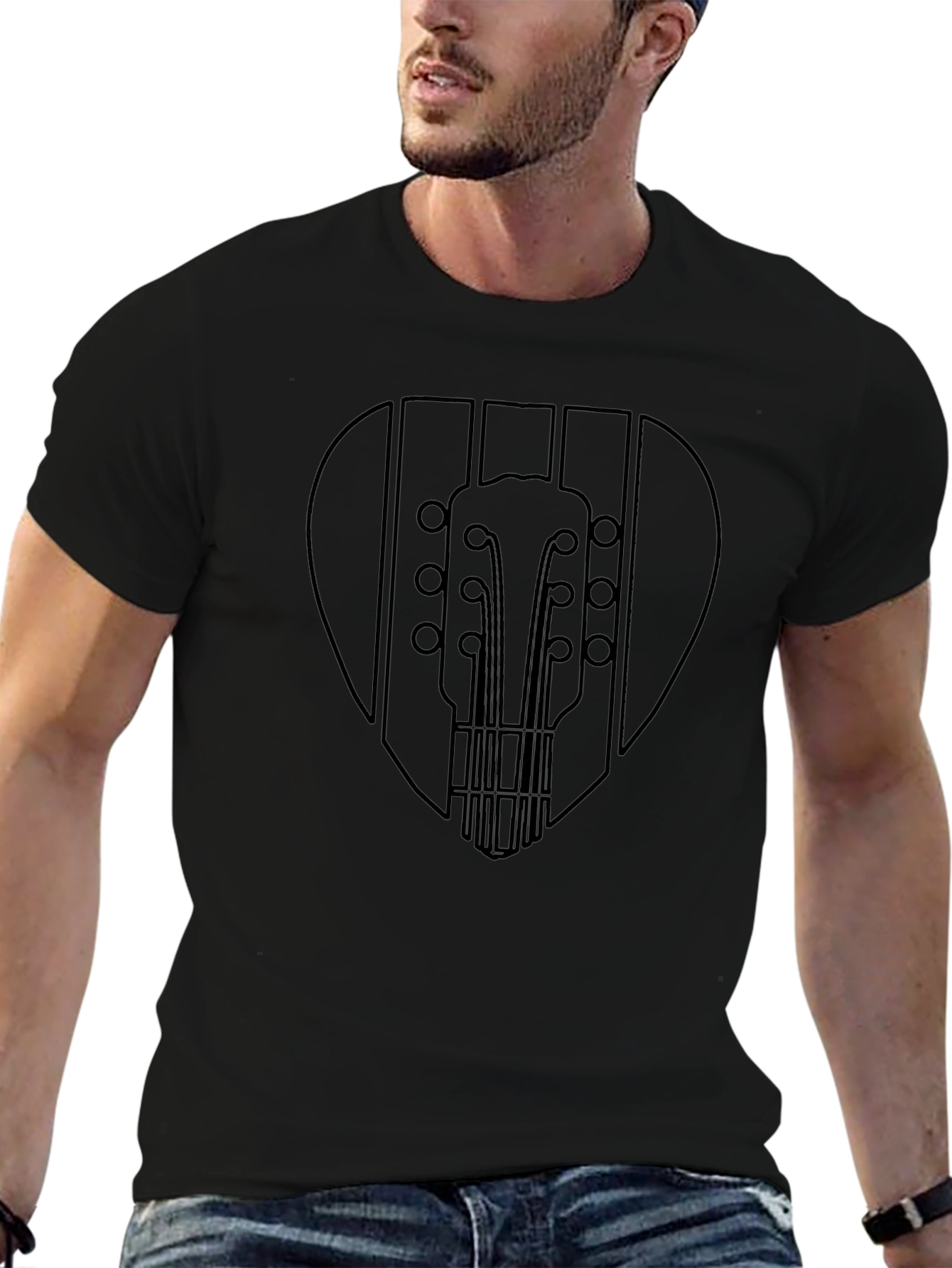 Guitar Pick Graphic T-Shirt - Black