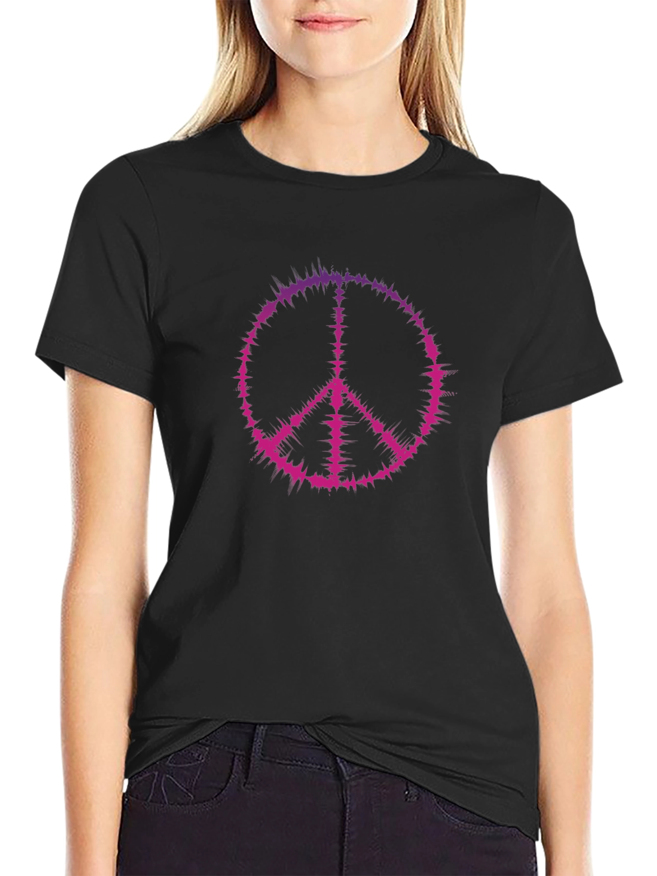 Peace Sign Graphic Tee - Black