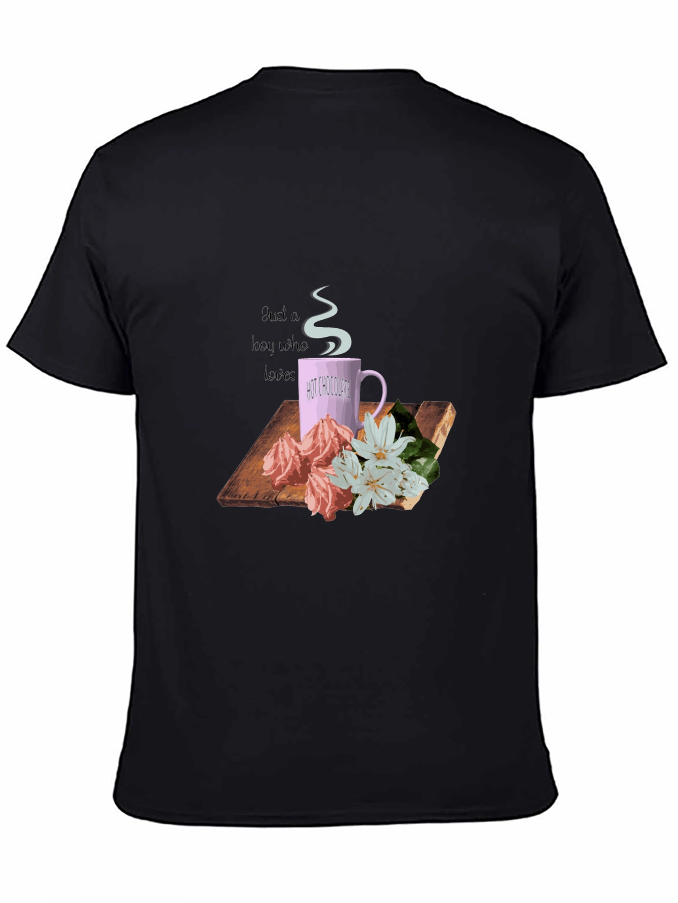 Hot Chocolate & Flowers Graphic Tee - Black