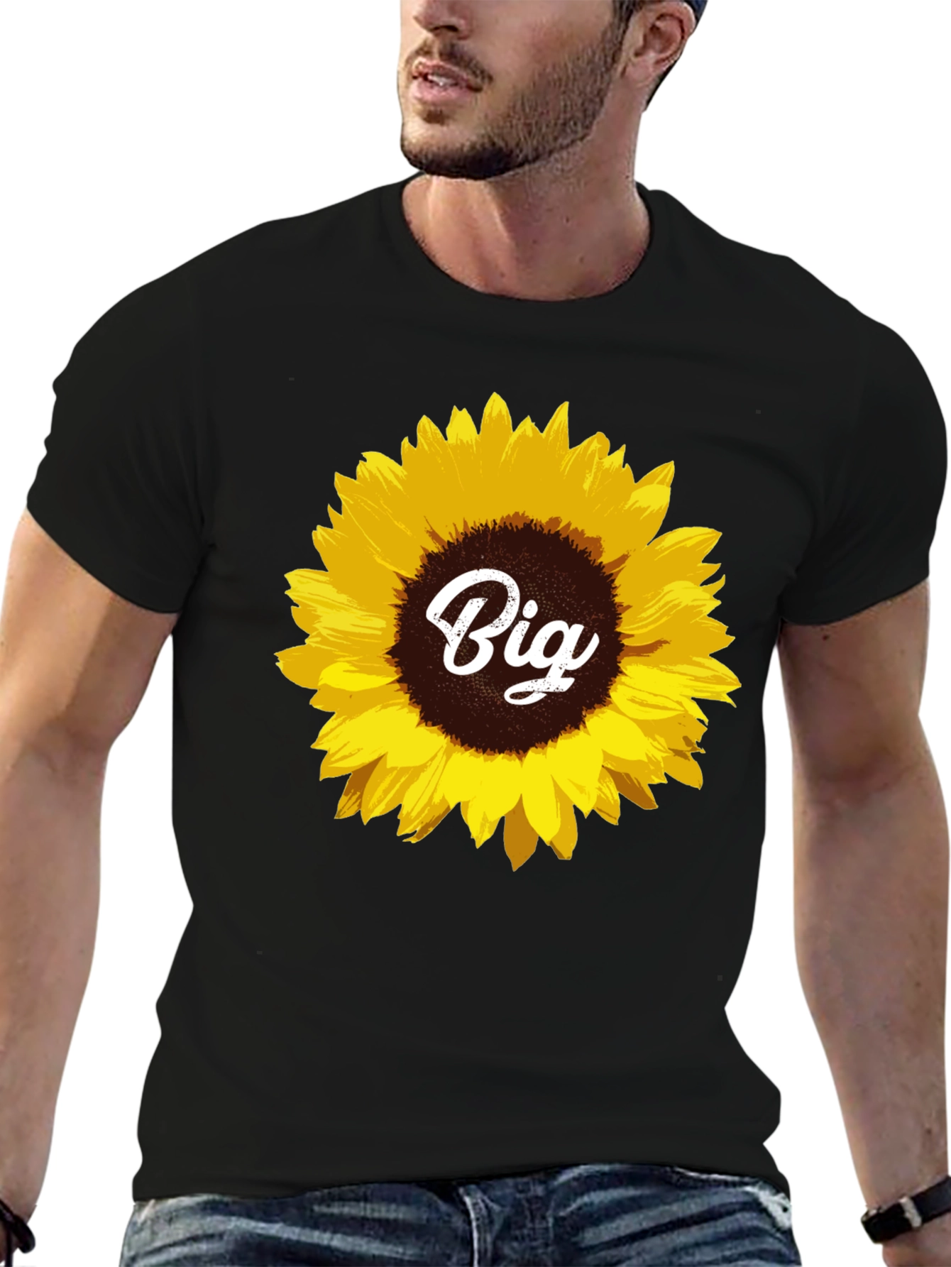 Sunflower Big T-Shirt - Black Cotton Tee