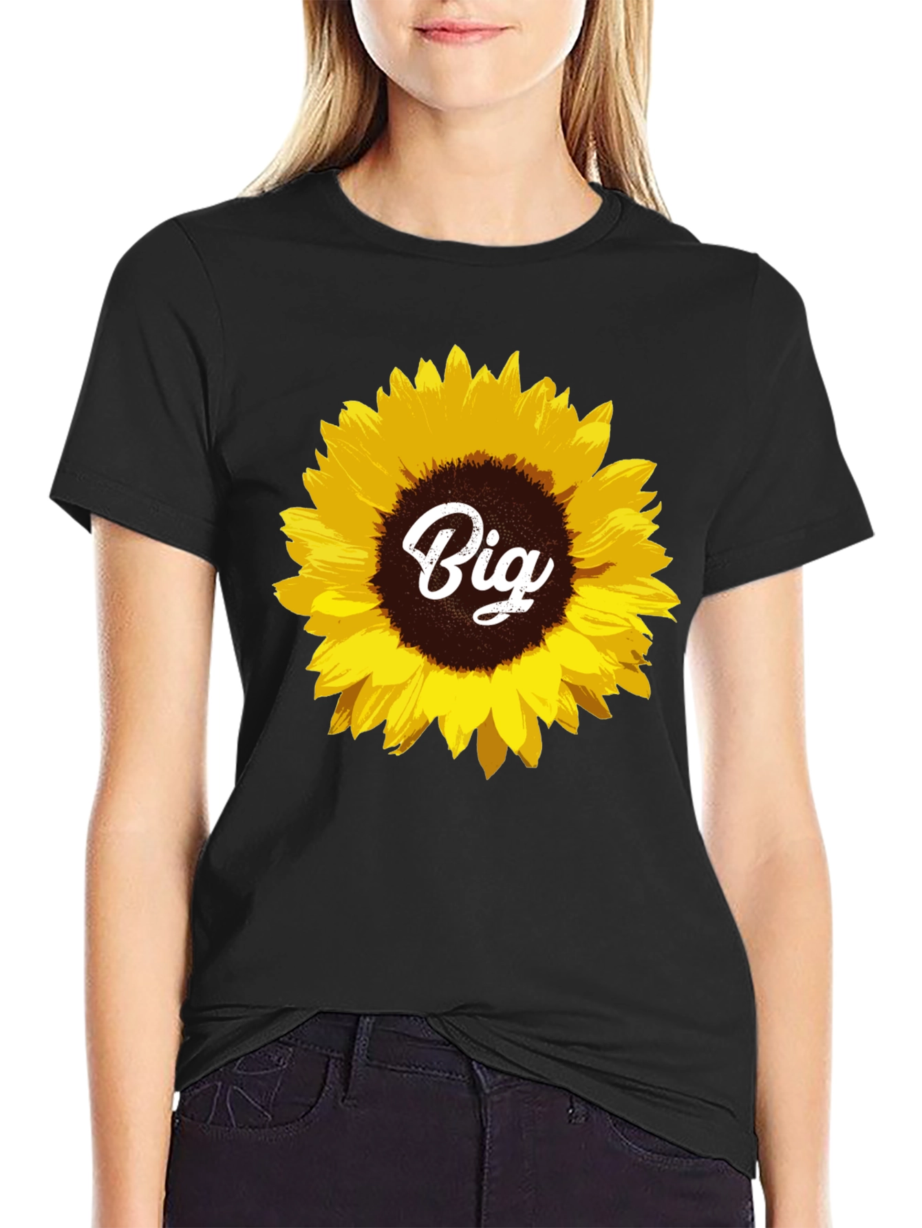 Sunflower Big T-Shirt - Black Cotton Tee