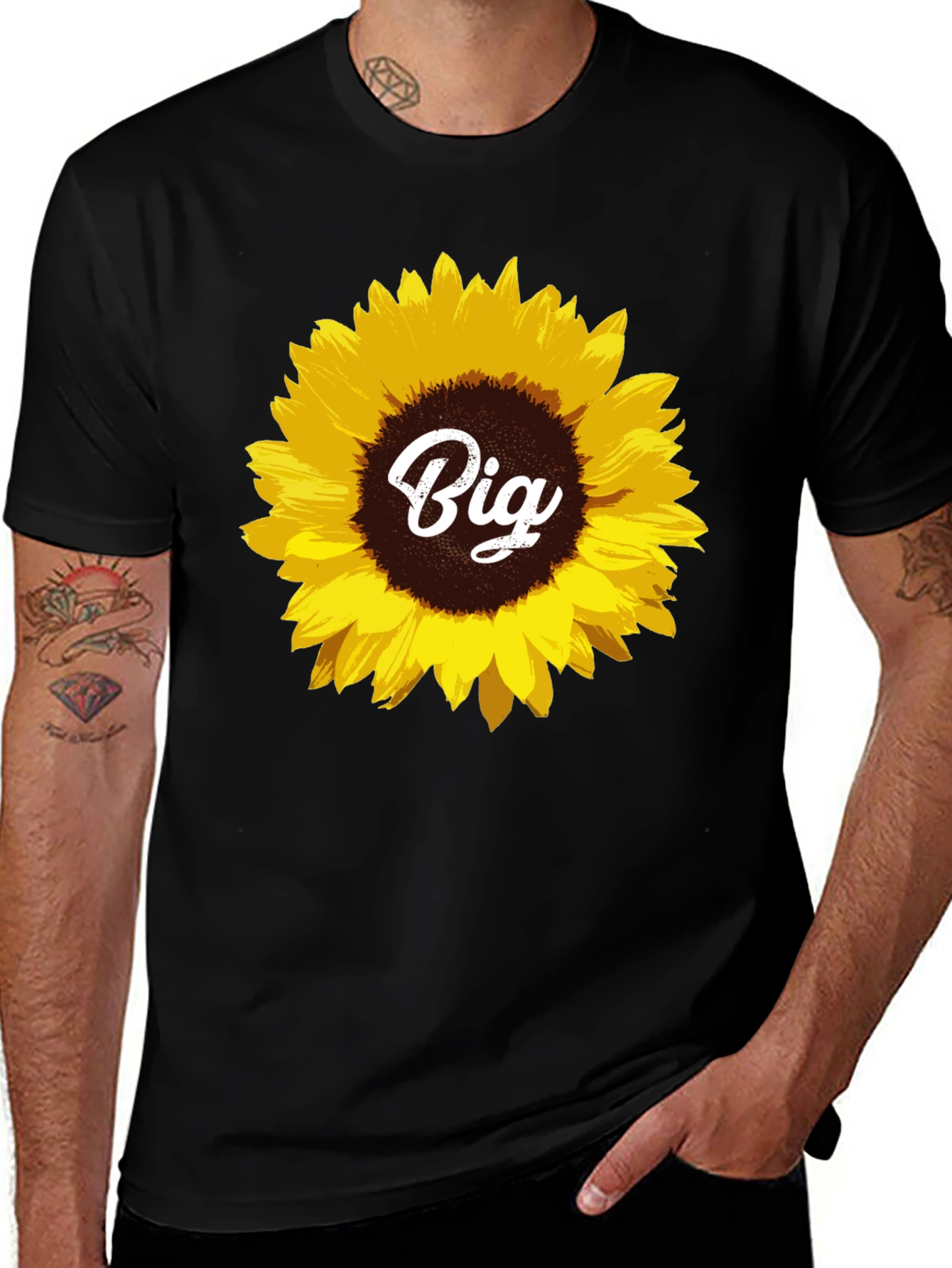 Sunflower Big T-Shirt - Black Cotton Tee