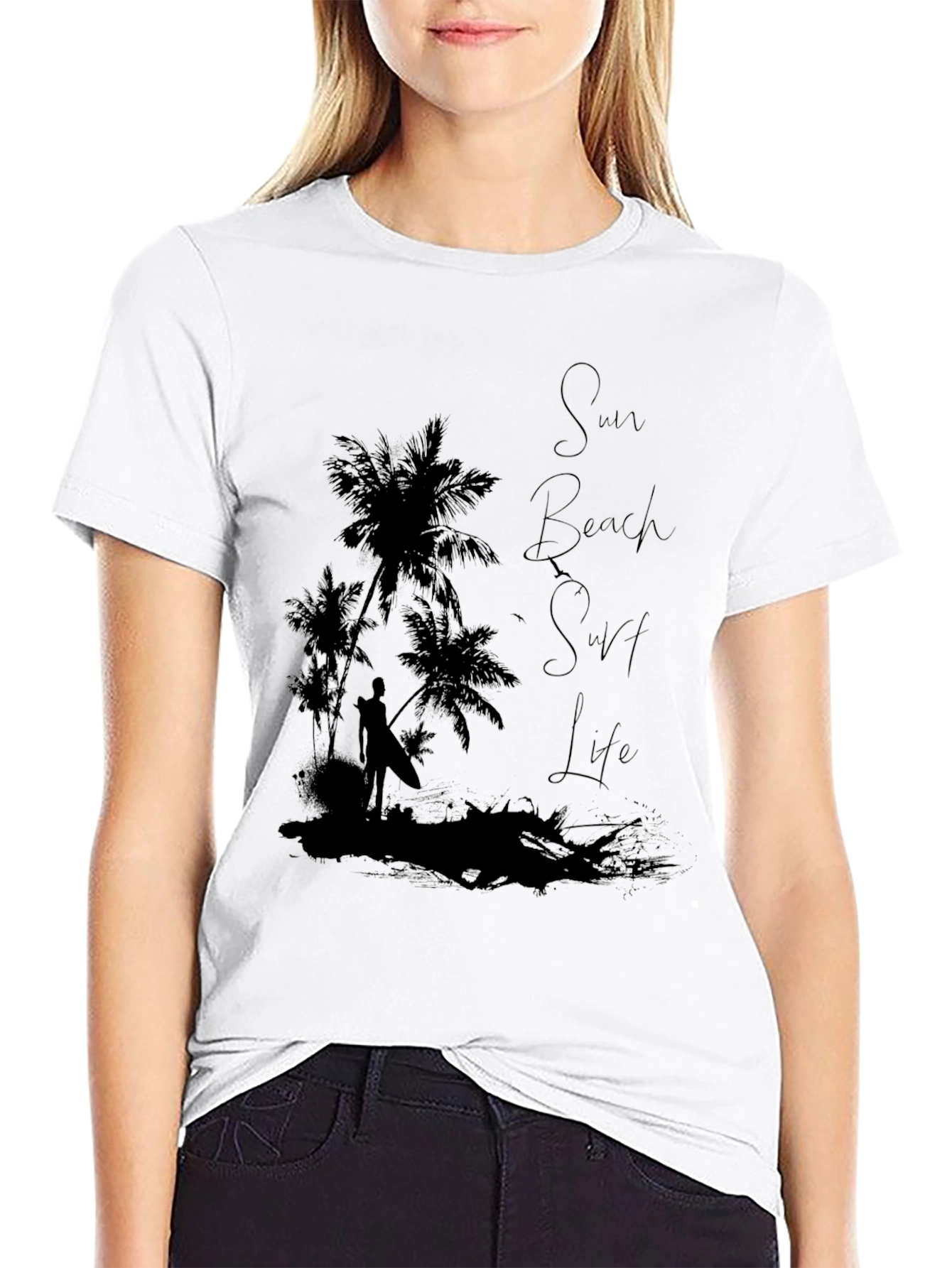 Sun Beach Surf Life Graphic T-Shirt