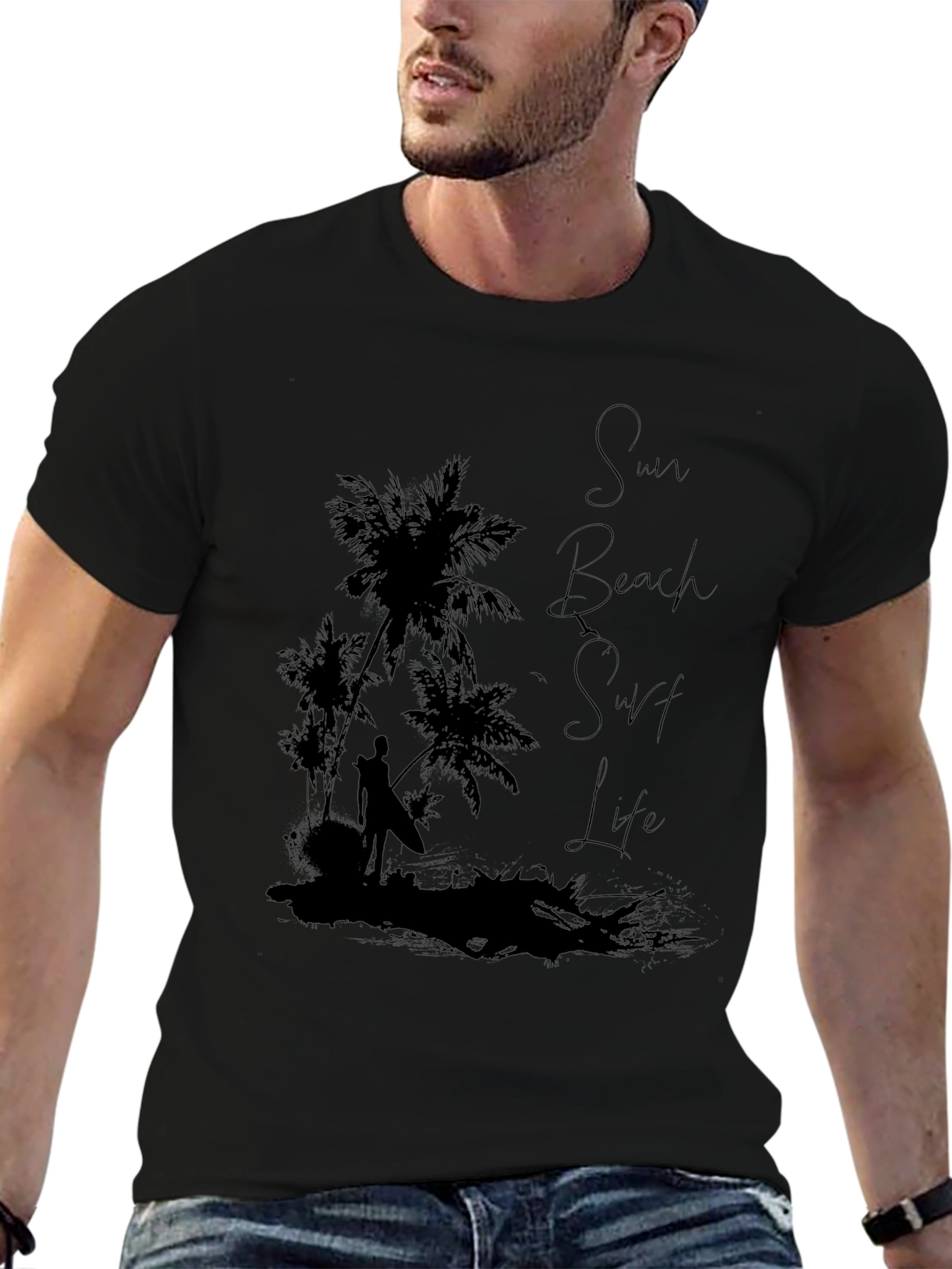 Sun Beach Surf Life Graphic T-Shirt