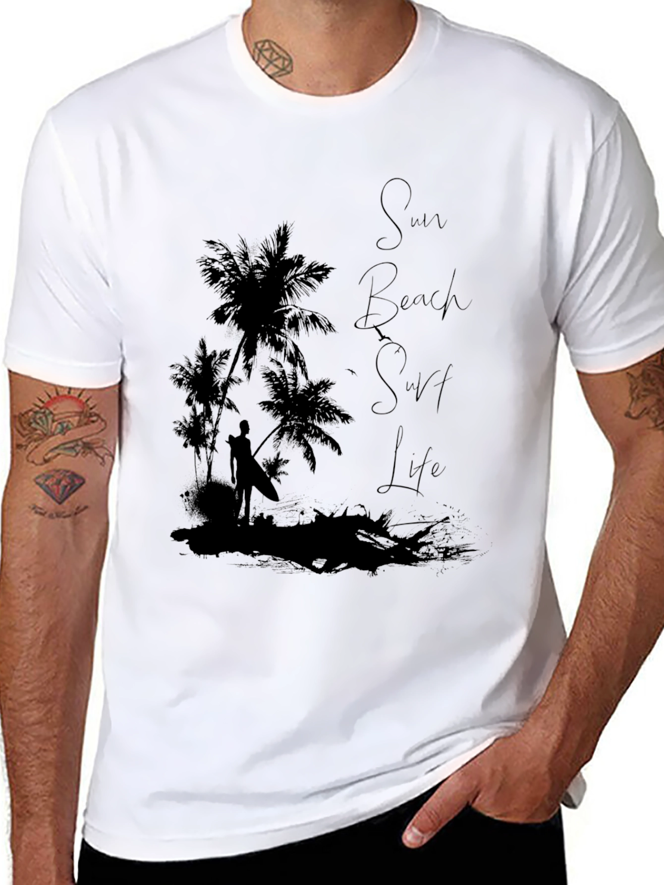 Sun Beach Surf Life Graphic T-Shirt