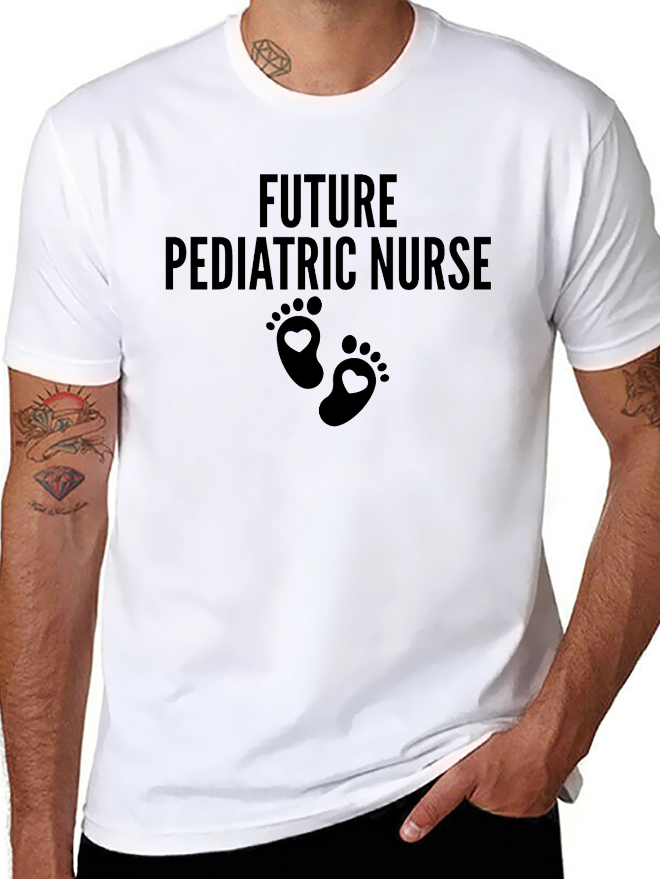 Future Pediatric Nurse T-Shirt - Cute Footprint Design
