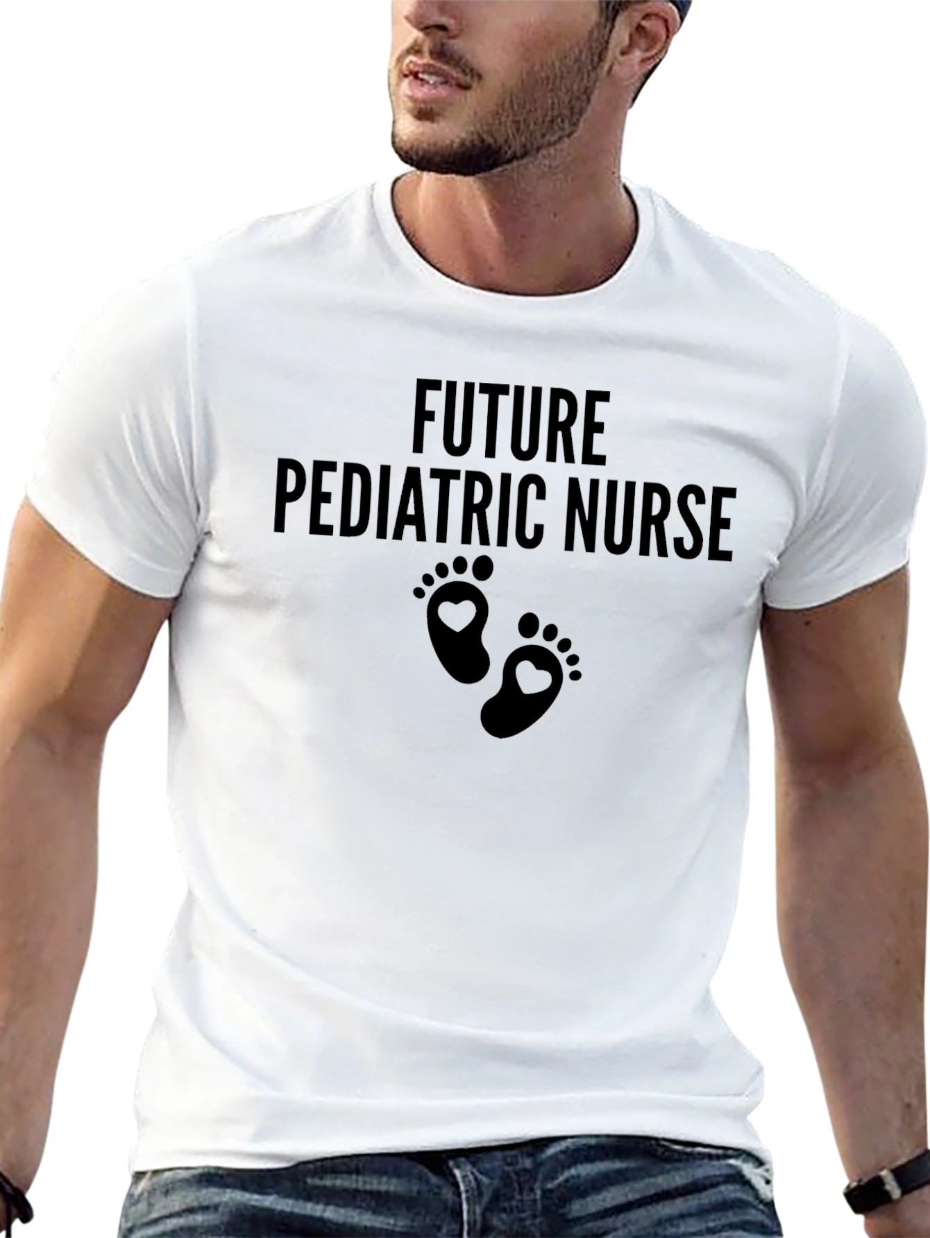 Future Pediatric Nurse T-Shirt - Cute Footprint Design