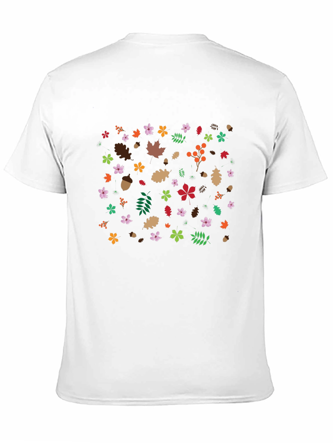 Autumn Leaves Pattern Black T-Shirt