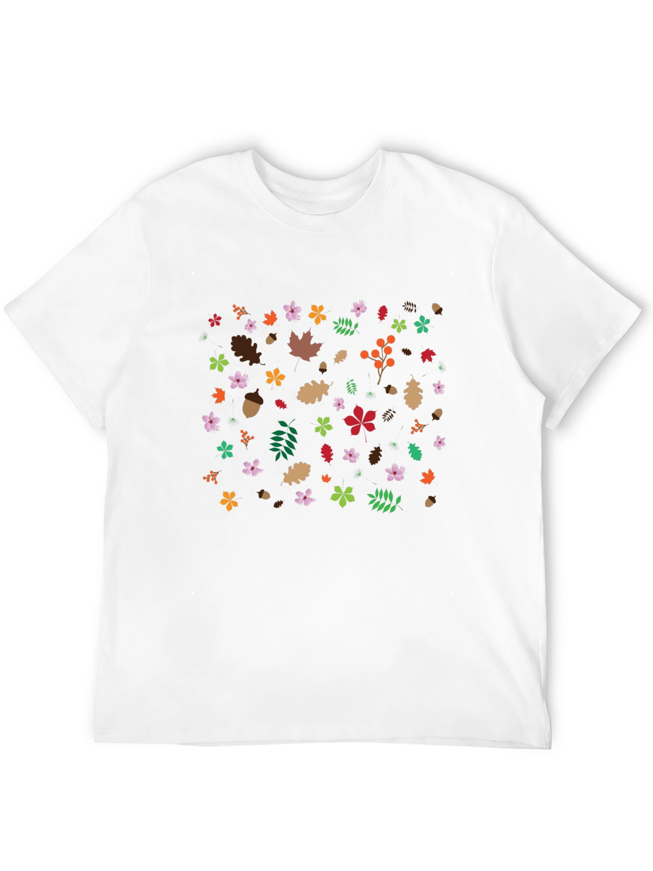 Autumn Leaves Pattern Black T-Shirt