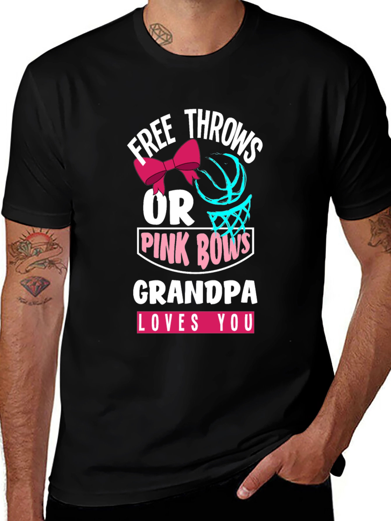 Free Throws or Pink Bows Grandpa T-Shirt
