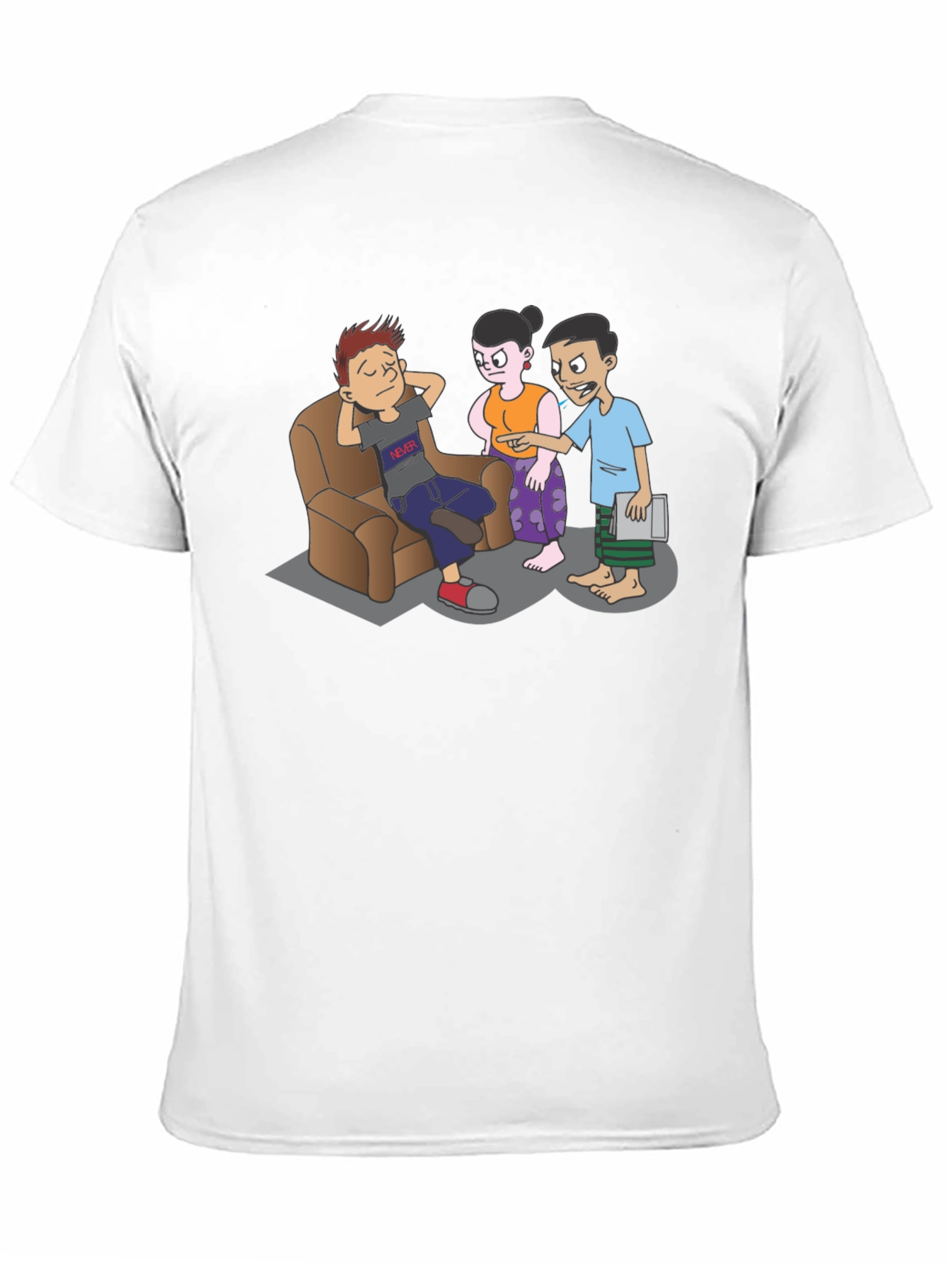 Cartoon Family Drama Black T-Shirt