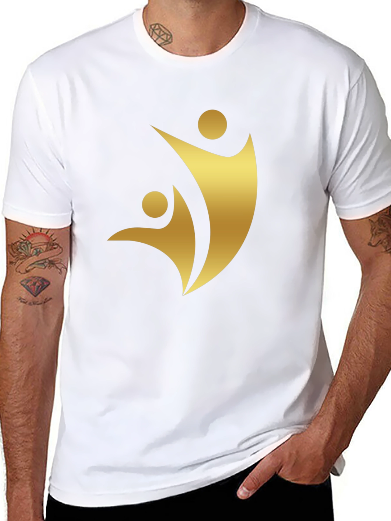 Golden Silhouette Graphic Tee - Black Cotton Comfort