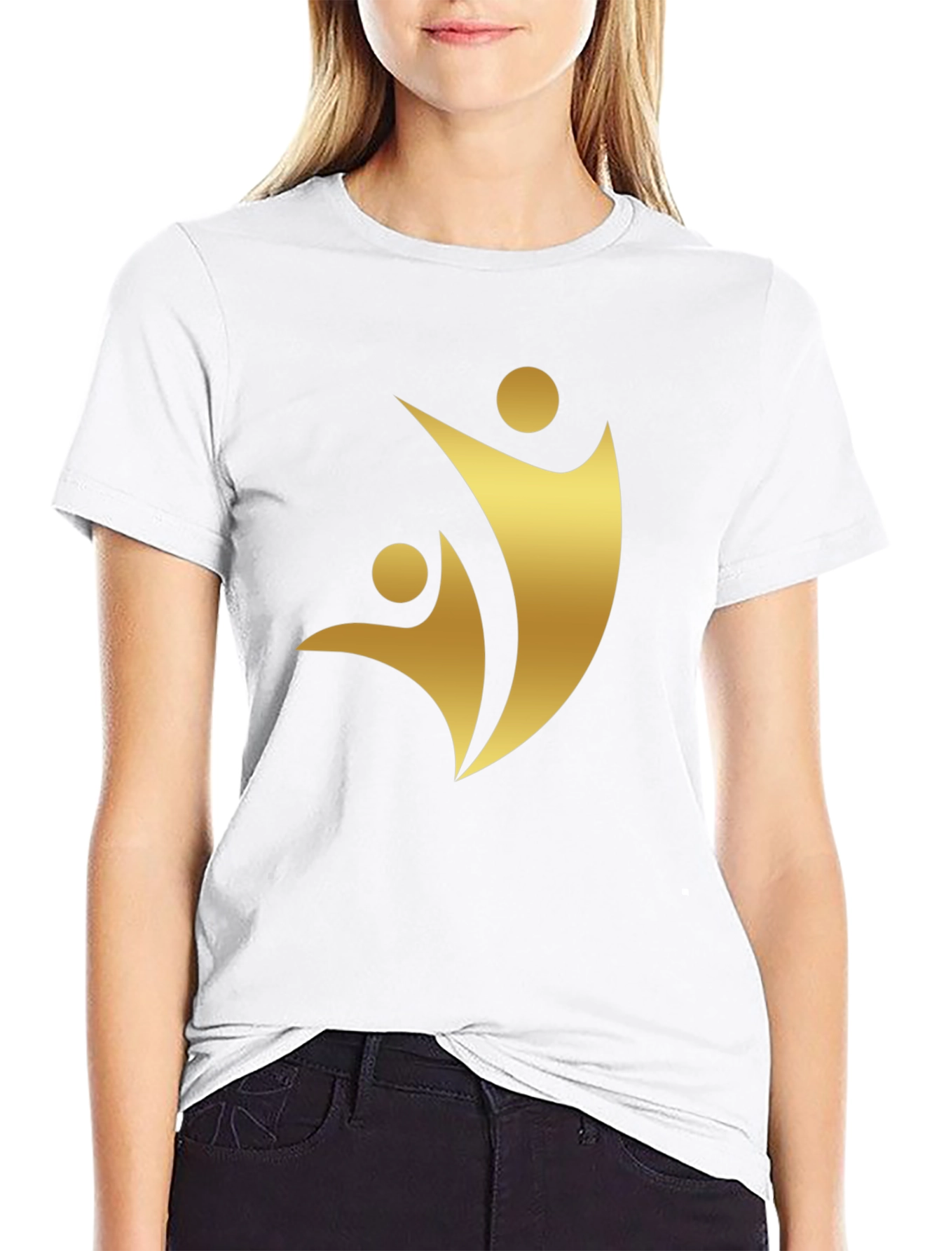 Golden Silhouette Graphic Tee - Black Cotton Comfort