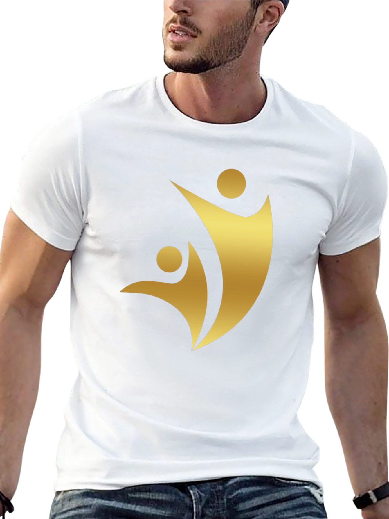 Golden Silhouette Graphic Tee - Black Cotton Comfort