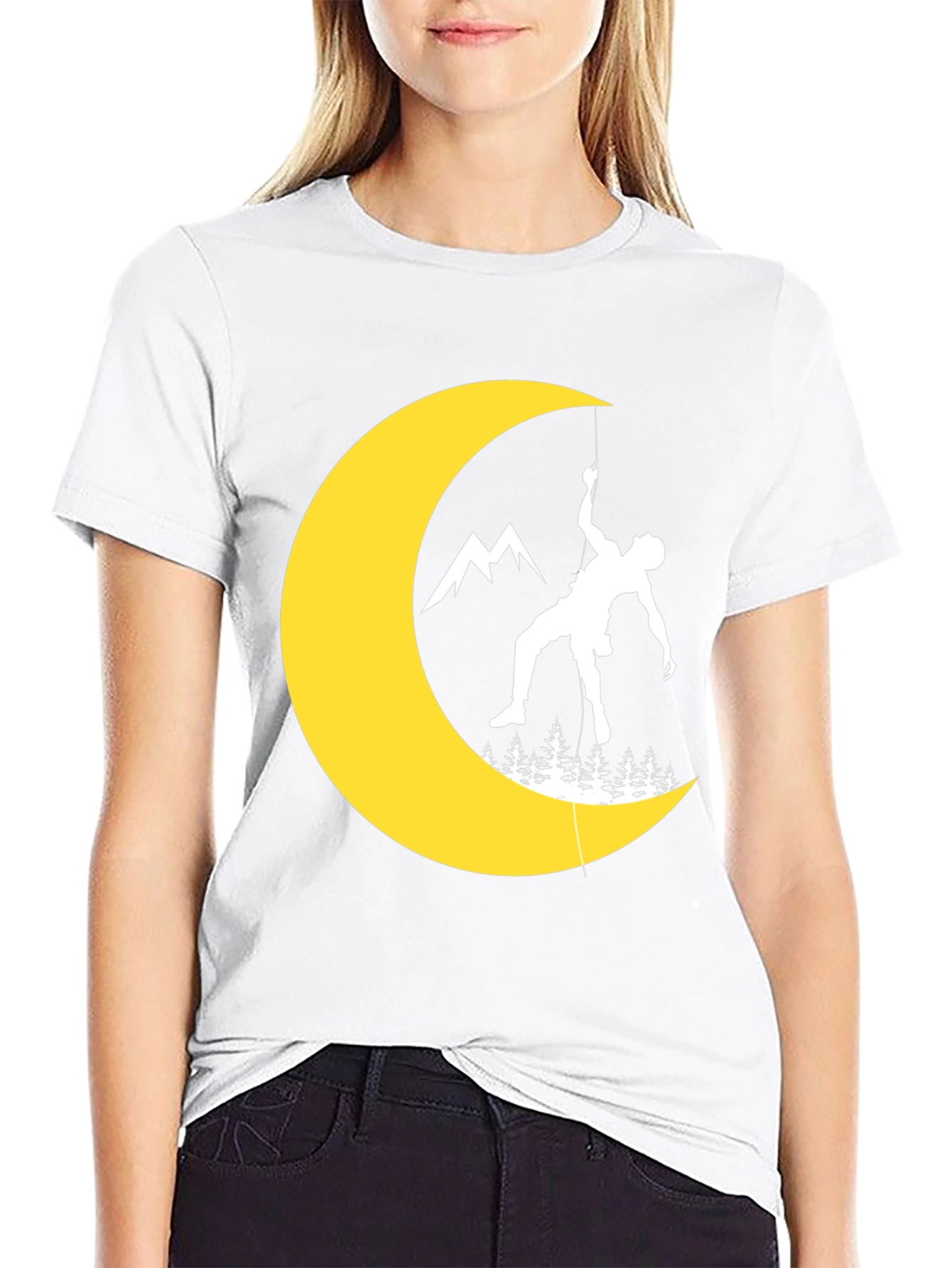 Climbing Moon Graphic Tee - Black