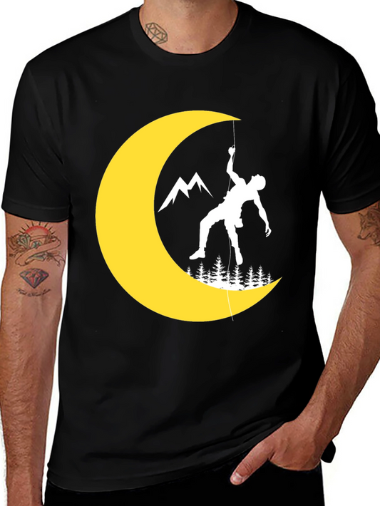 Climbing Moon Graphic Tee - Black