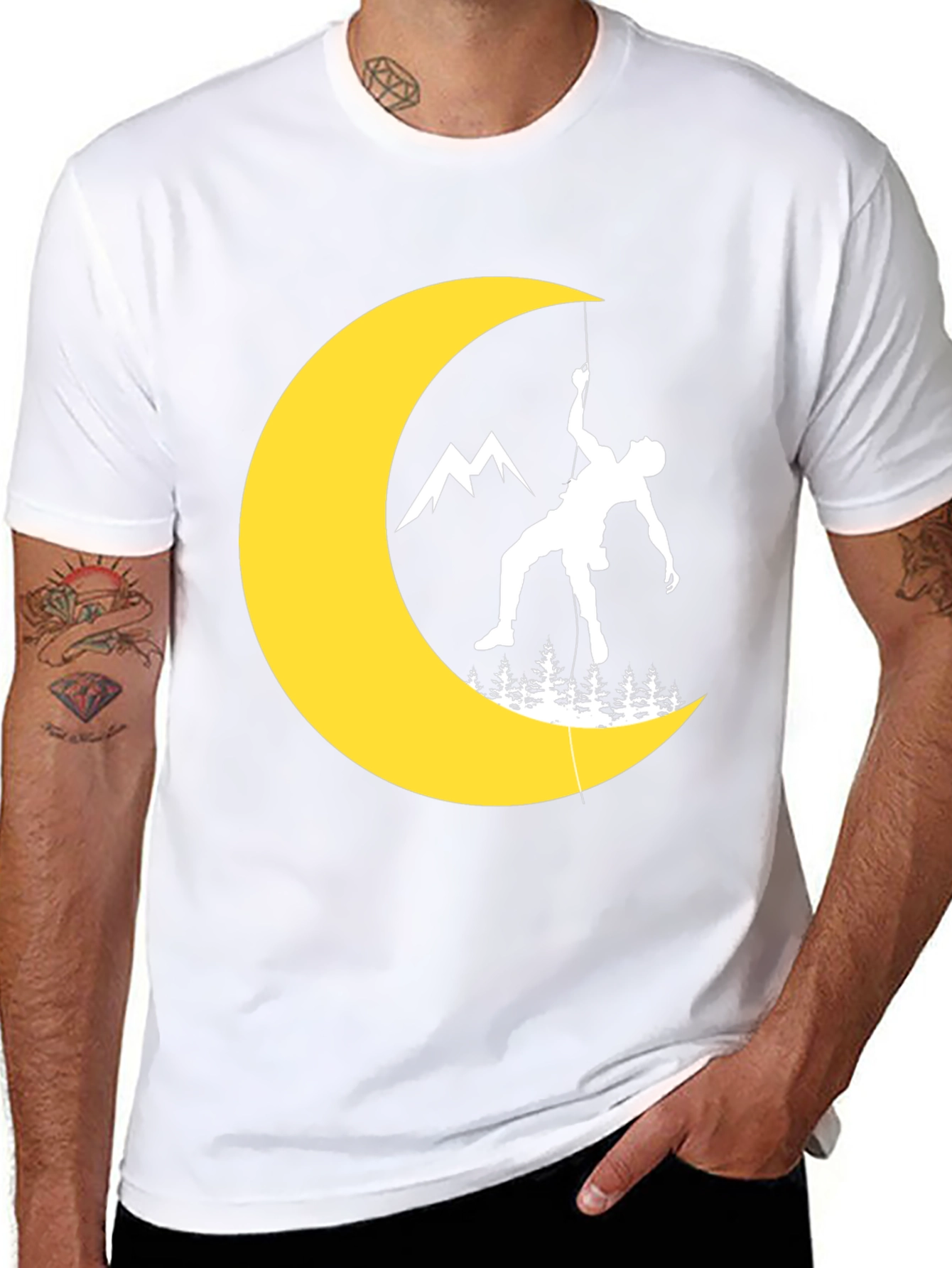 Climbing Moon Graphic Tee - Black