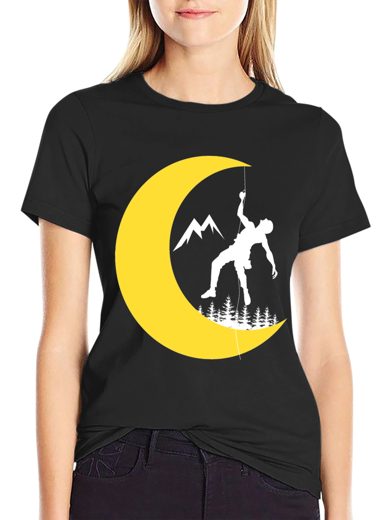 Climbing Moon Graphic Tee - Black