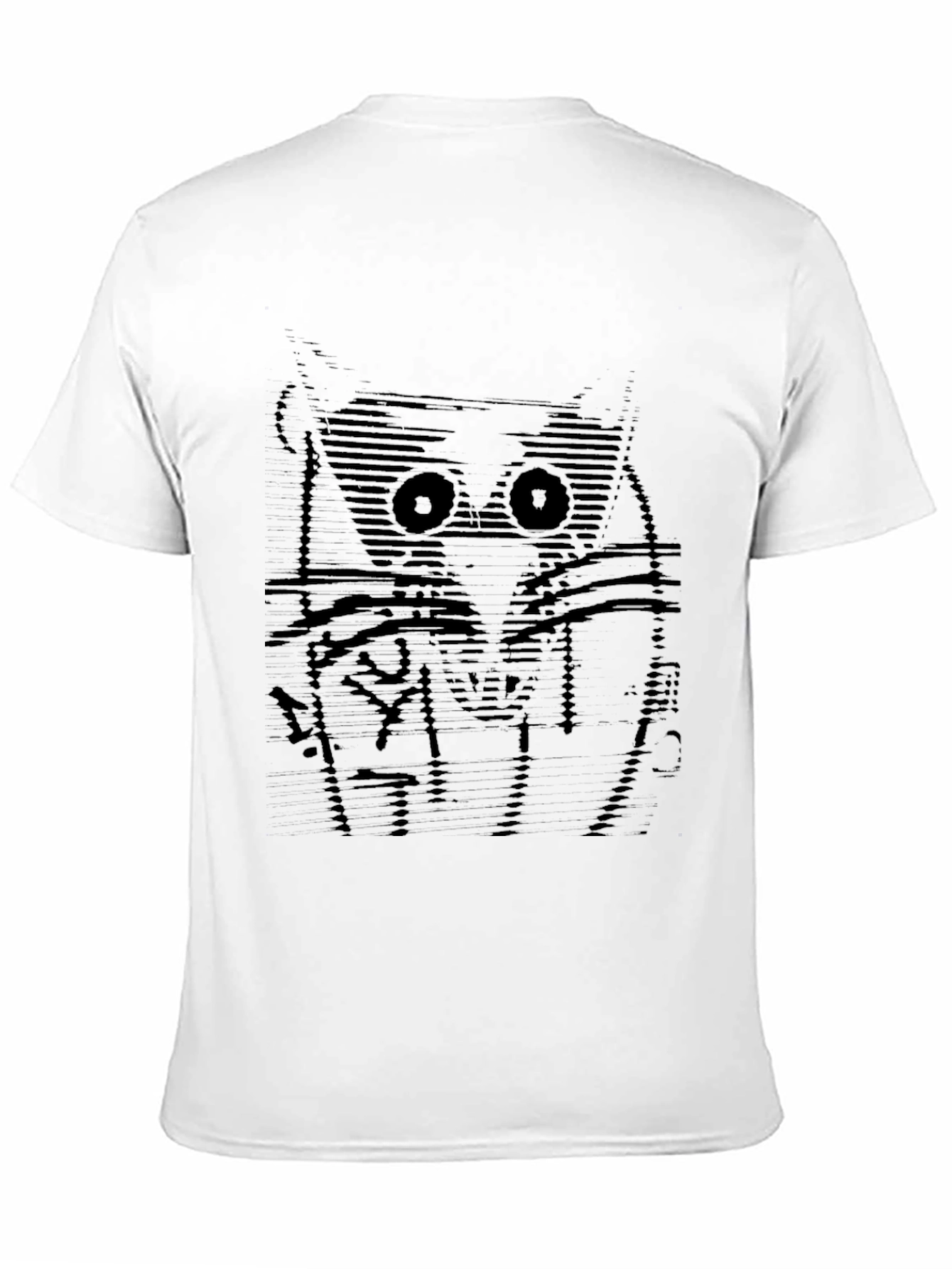 Abstract Owl Graphic Tee - Soft Black Cotton T-Shirt