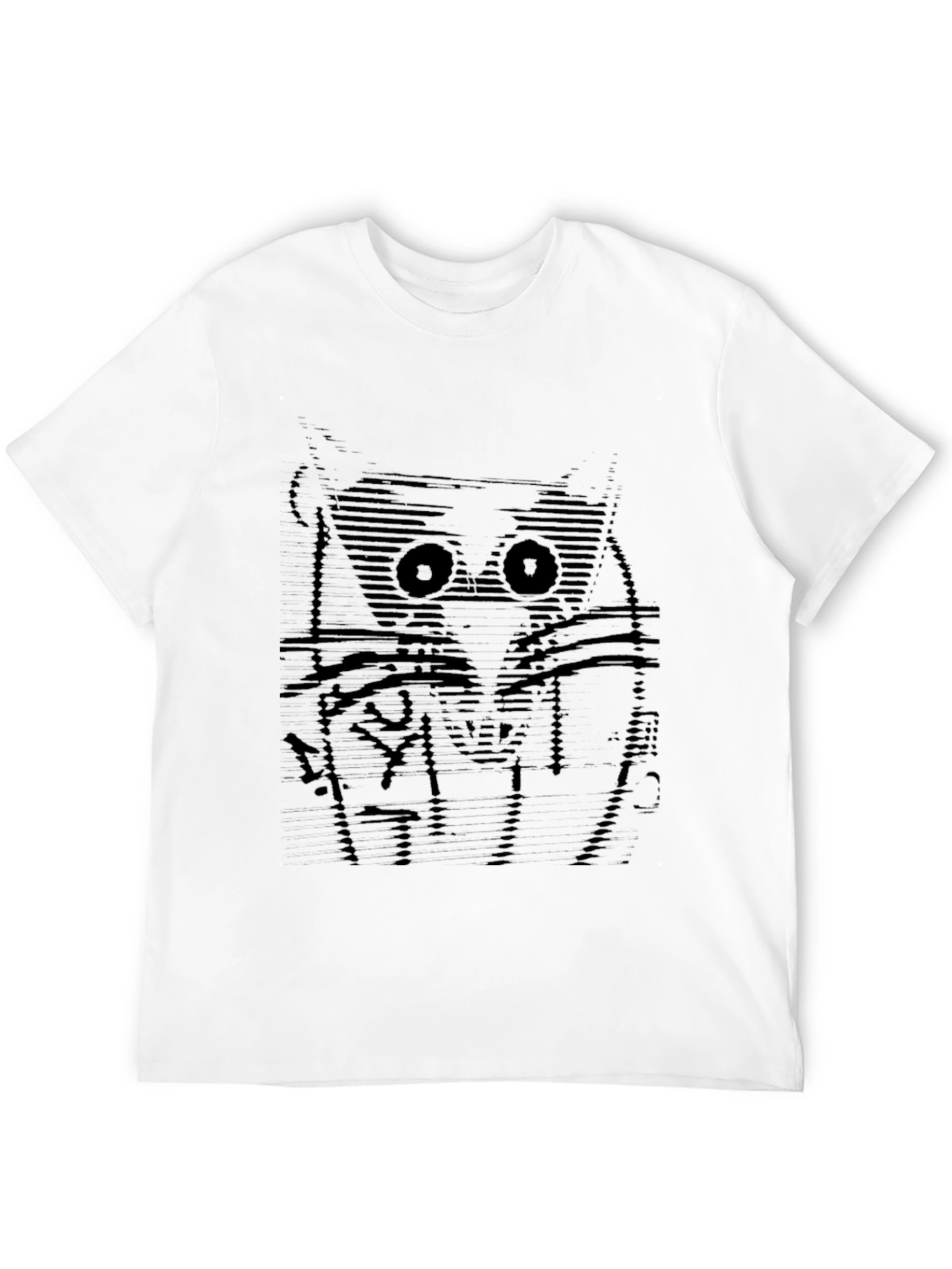 Abstract Owl Graphic Tee - Soft Black Cotton T-Shirt