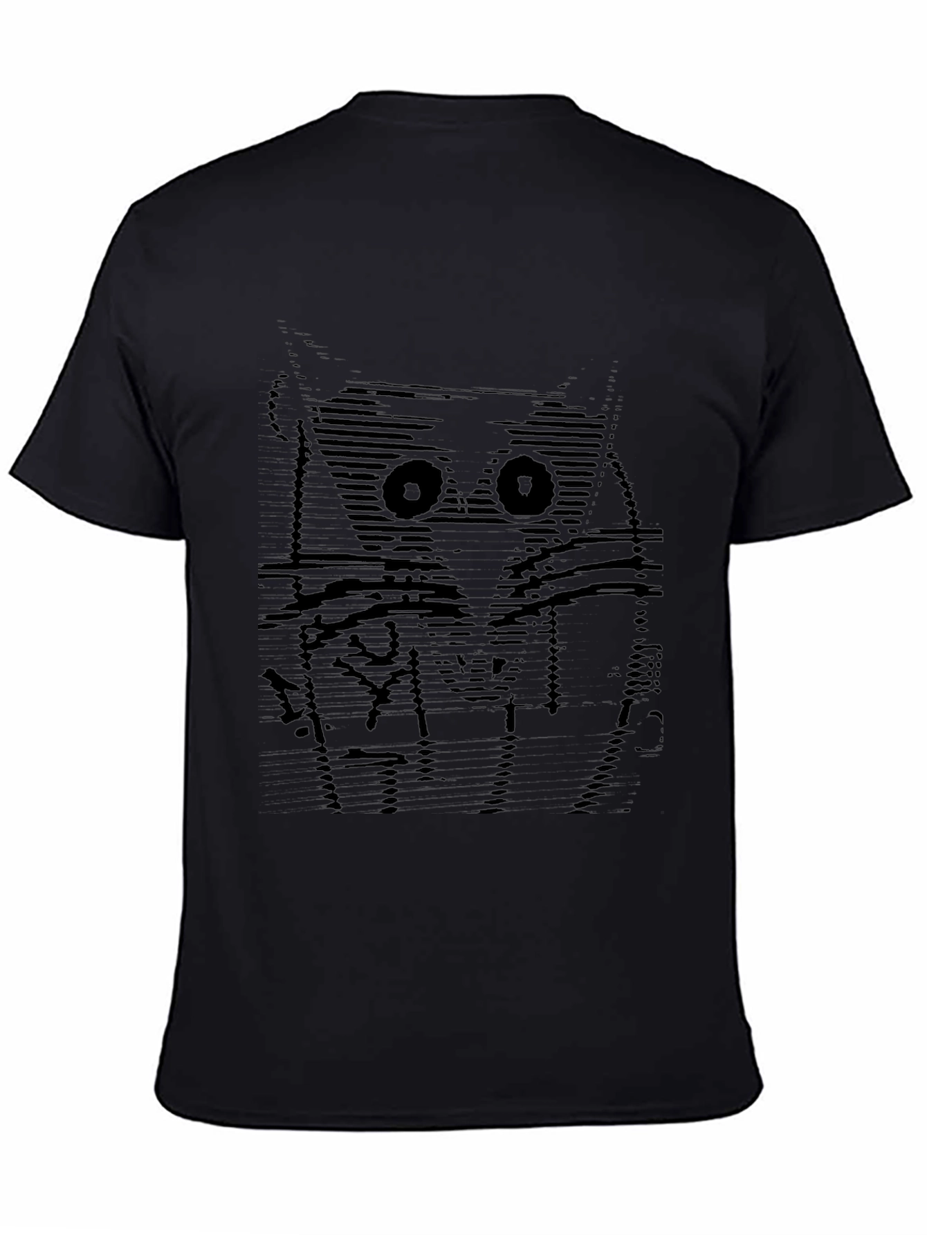 Abstract Owl Graphic Tee - Soft Black Cotton T-Shirt