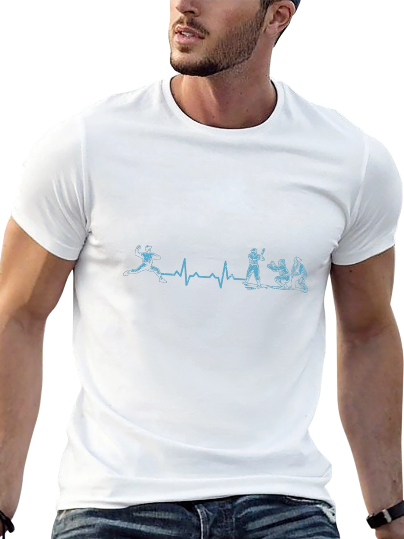 Baseball Heartbeat Graphic Tee - Black