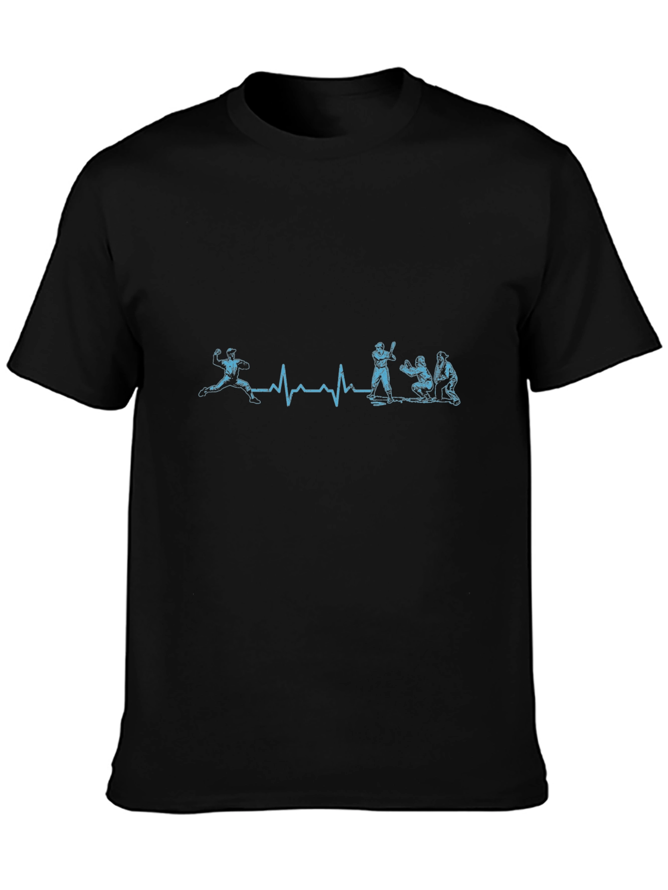 Baseball Heartbeat Graphic Tee - Black