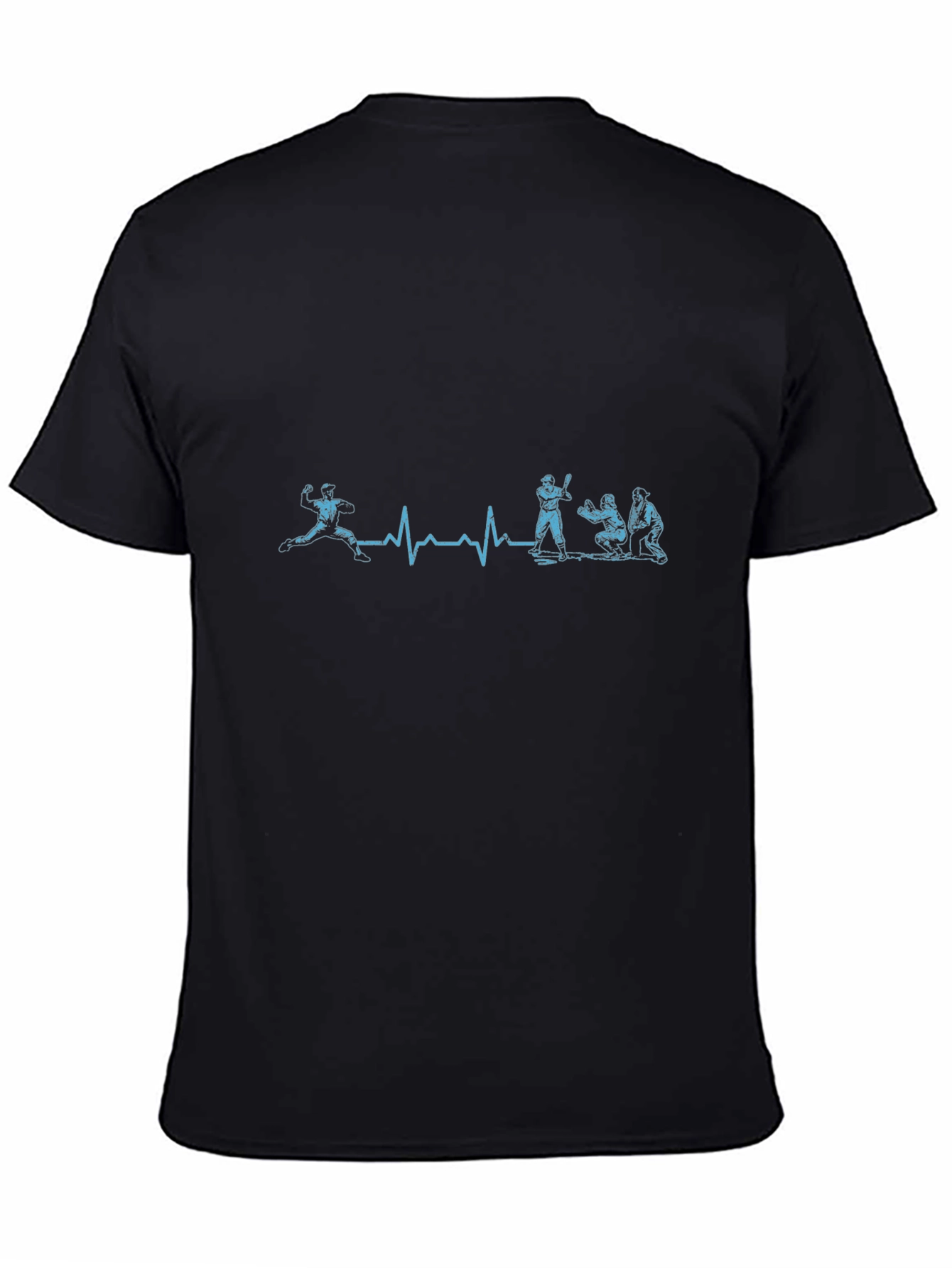 Baseball Heartbeat Graphic Tee - Black
