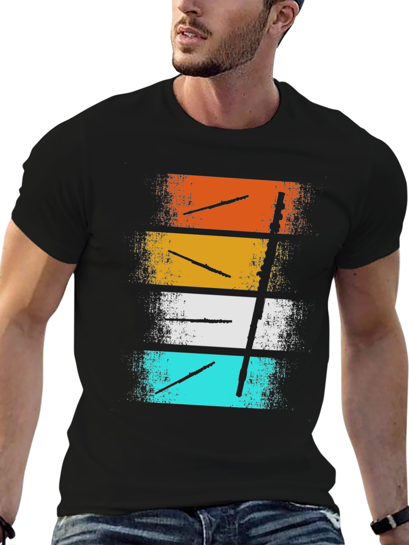 Retro Flute Graphic Tee - Music Lover Shirt