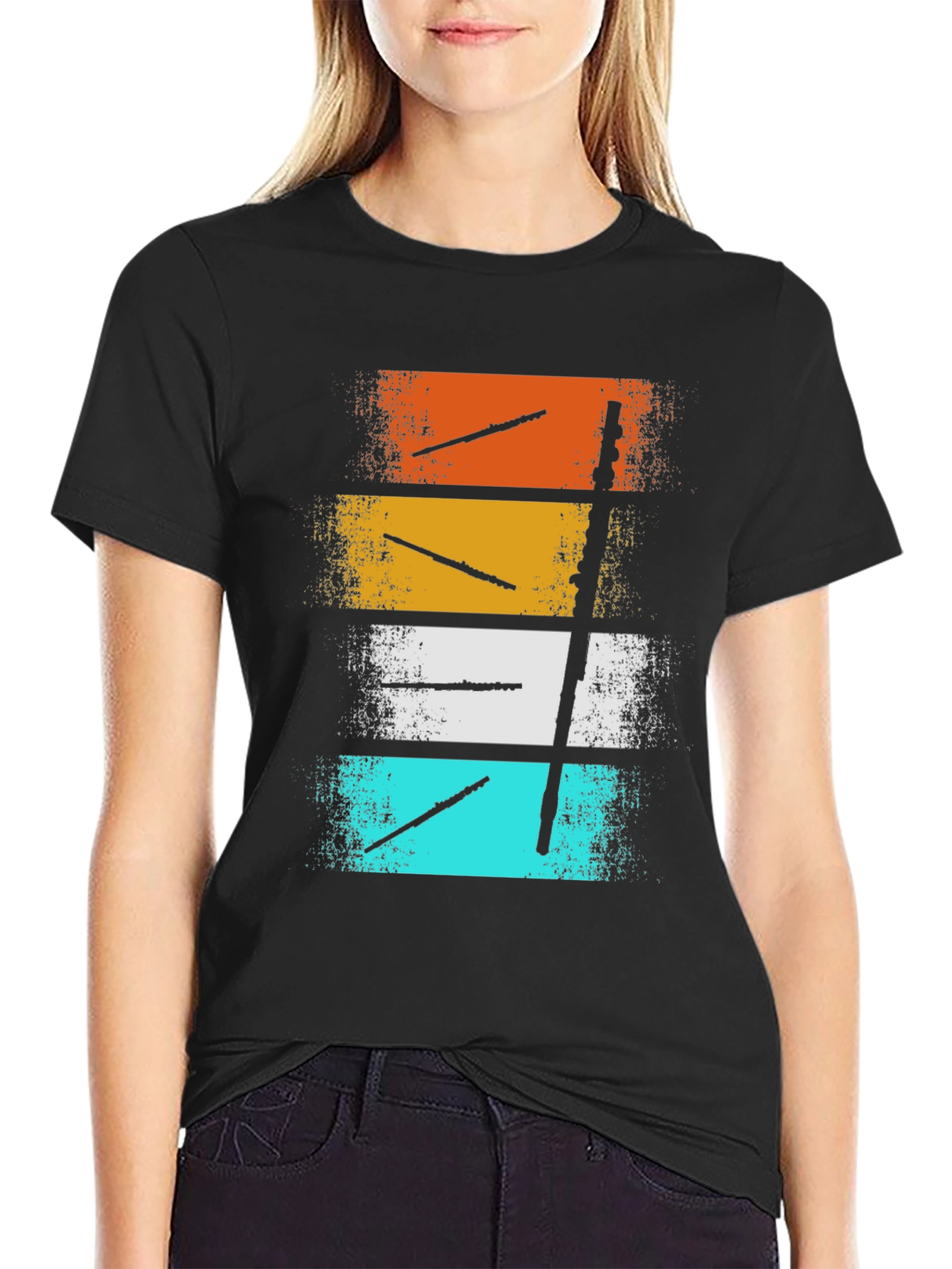 Retro Flute Graphic Tee - Music Lover Shirt