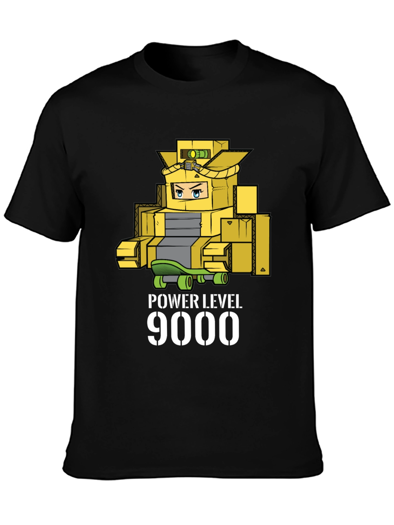 Power Level 9000 Cardboard Robot T-Shirt