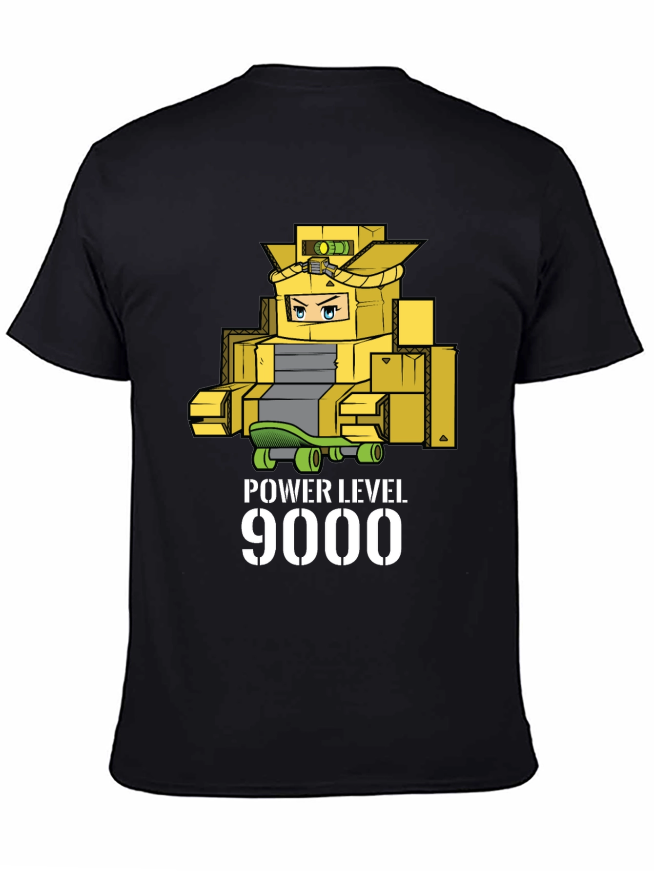 Power Level 9000 Cardboard Robot T-Shirt