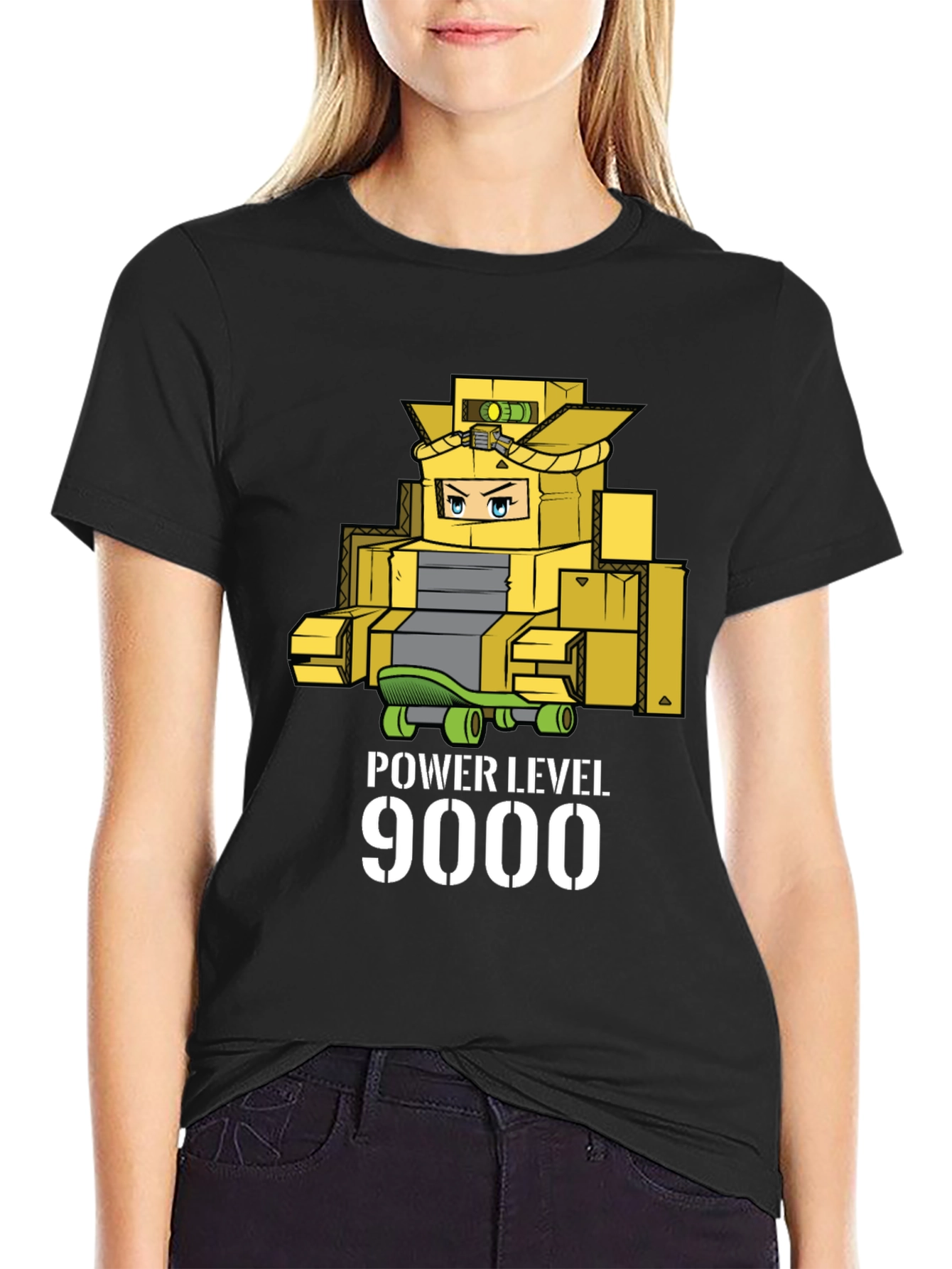 Power Level 9000 Cardboard Robot T-Shirt