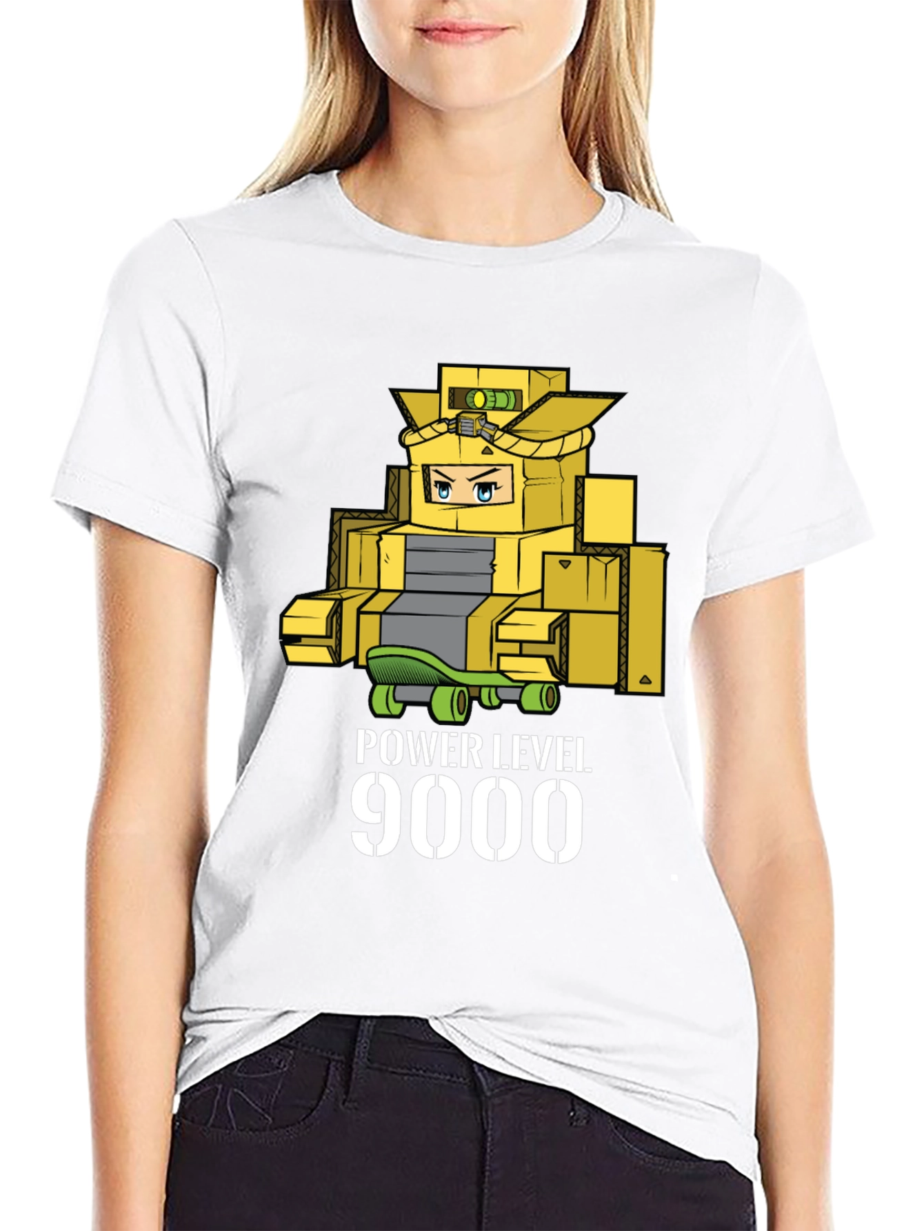 Power Level 9000 Cardboard Robot T-Shirt