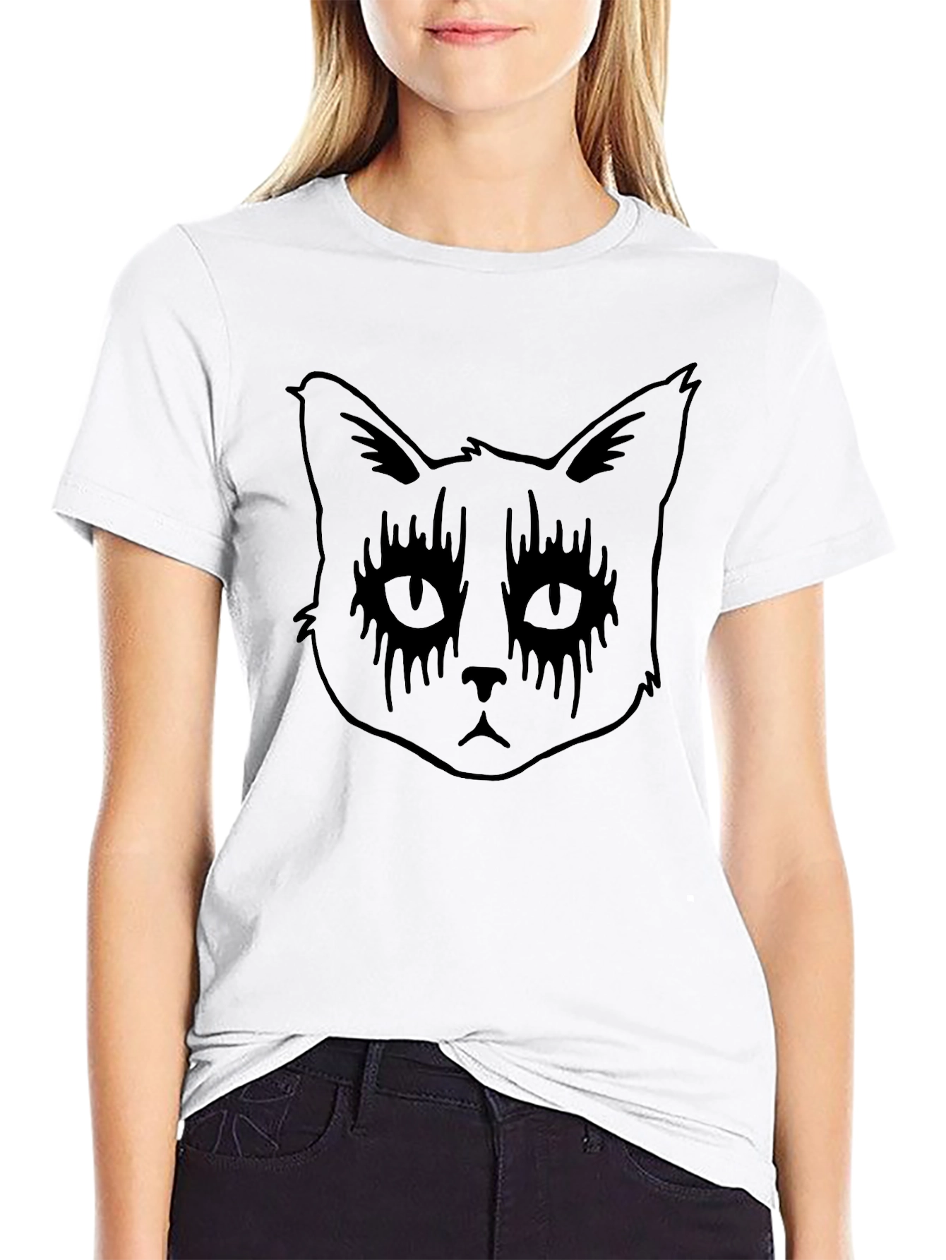 Goth Cat T-Shirt - Black Cat Graphic Tee