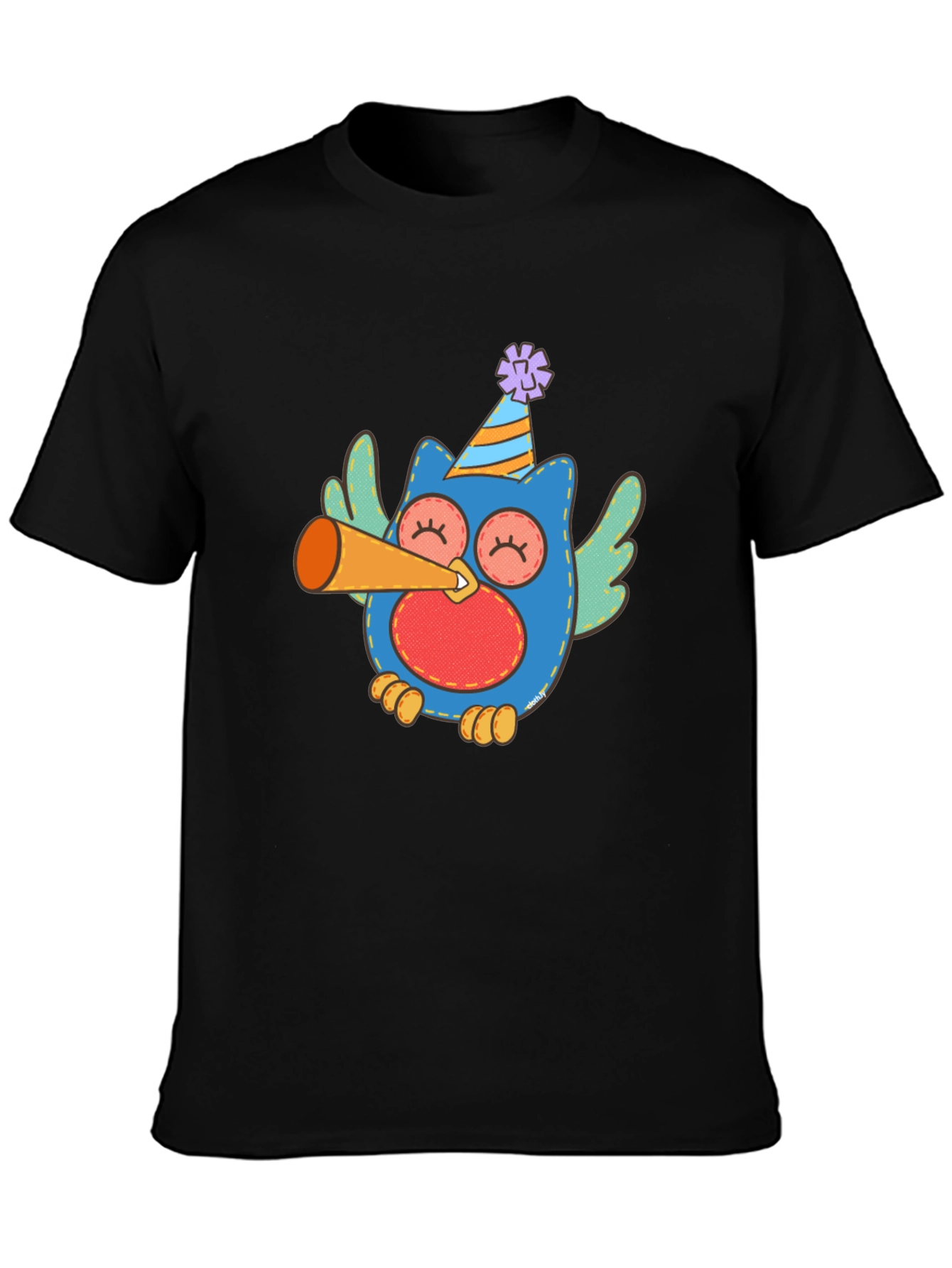 Festive Owl Graphic Tee - Mens Black T-Shirt