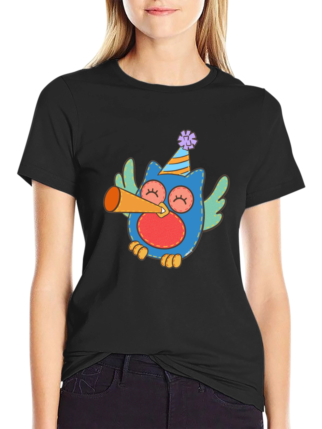 Festive Owl Graphic Tee - Mens Black T-Shirt