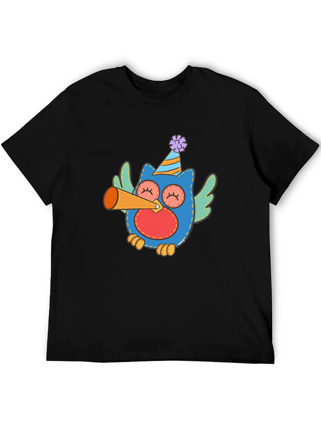 Festive Owl Graphic Tee - Mens Black T-Shirt