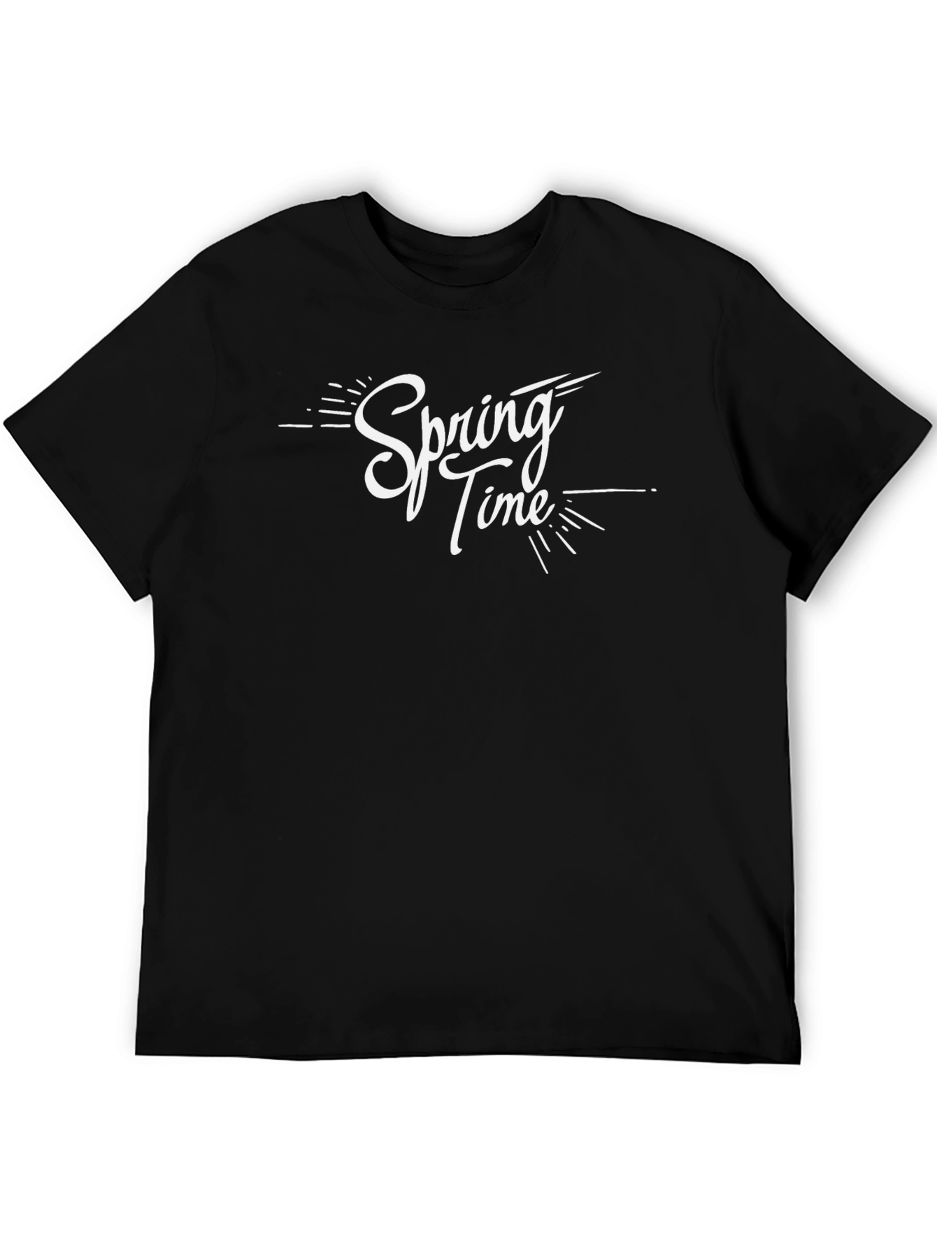 Spring Time Graphic Print Black T-Shirt