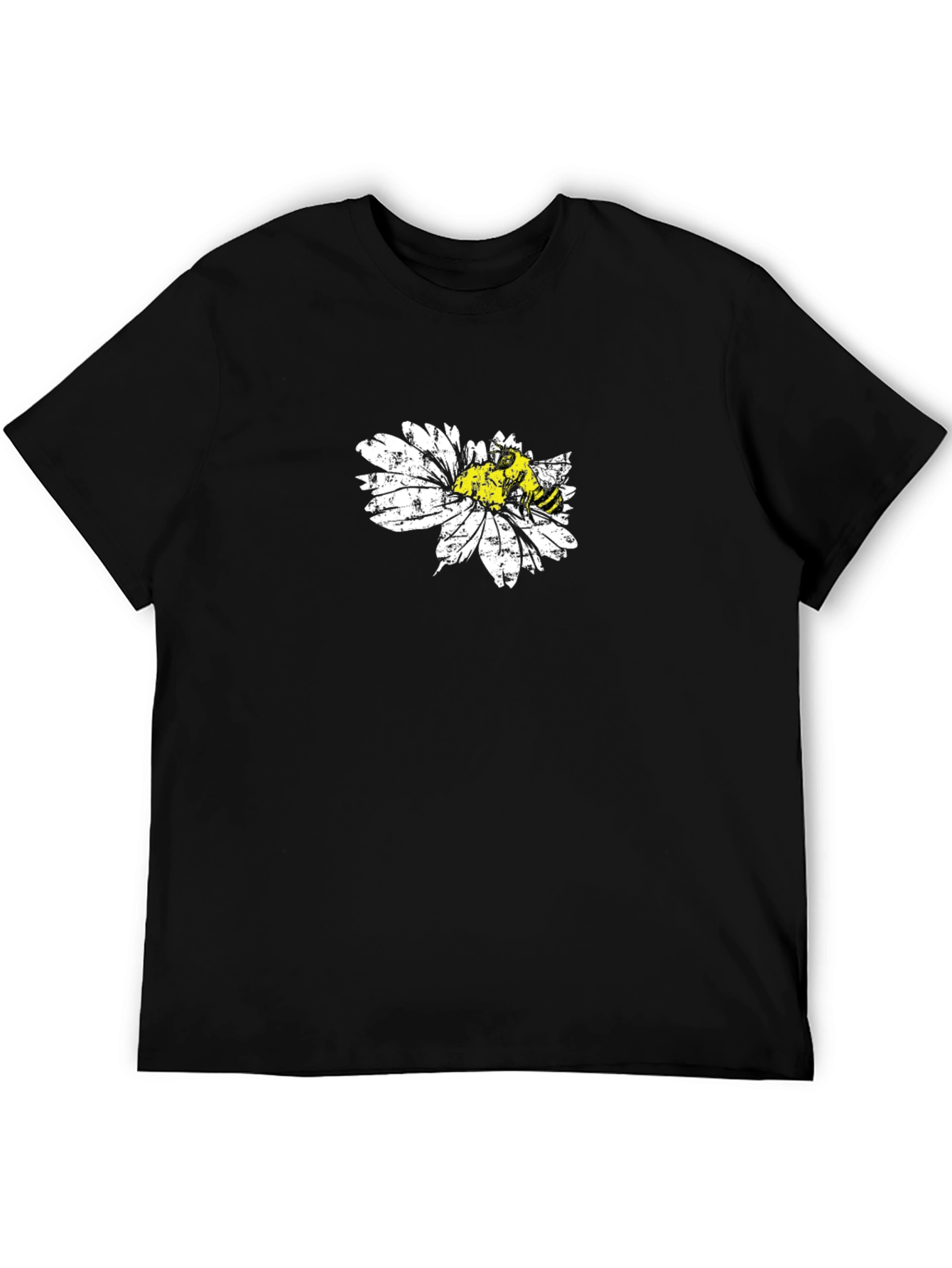 Bee on Daisy Black T-Shirt Graphic Tee