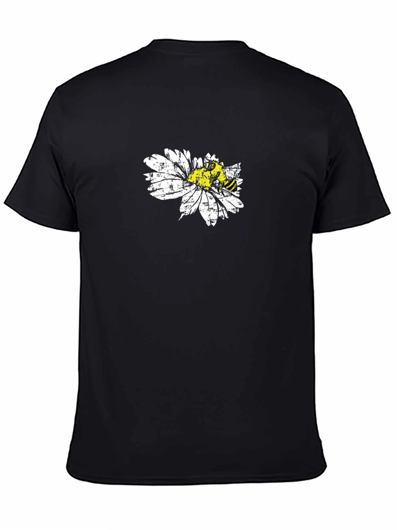 Bee on Daisy Black T-Shirt Graphic Tee