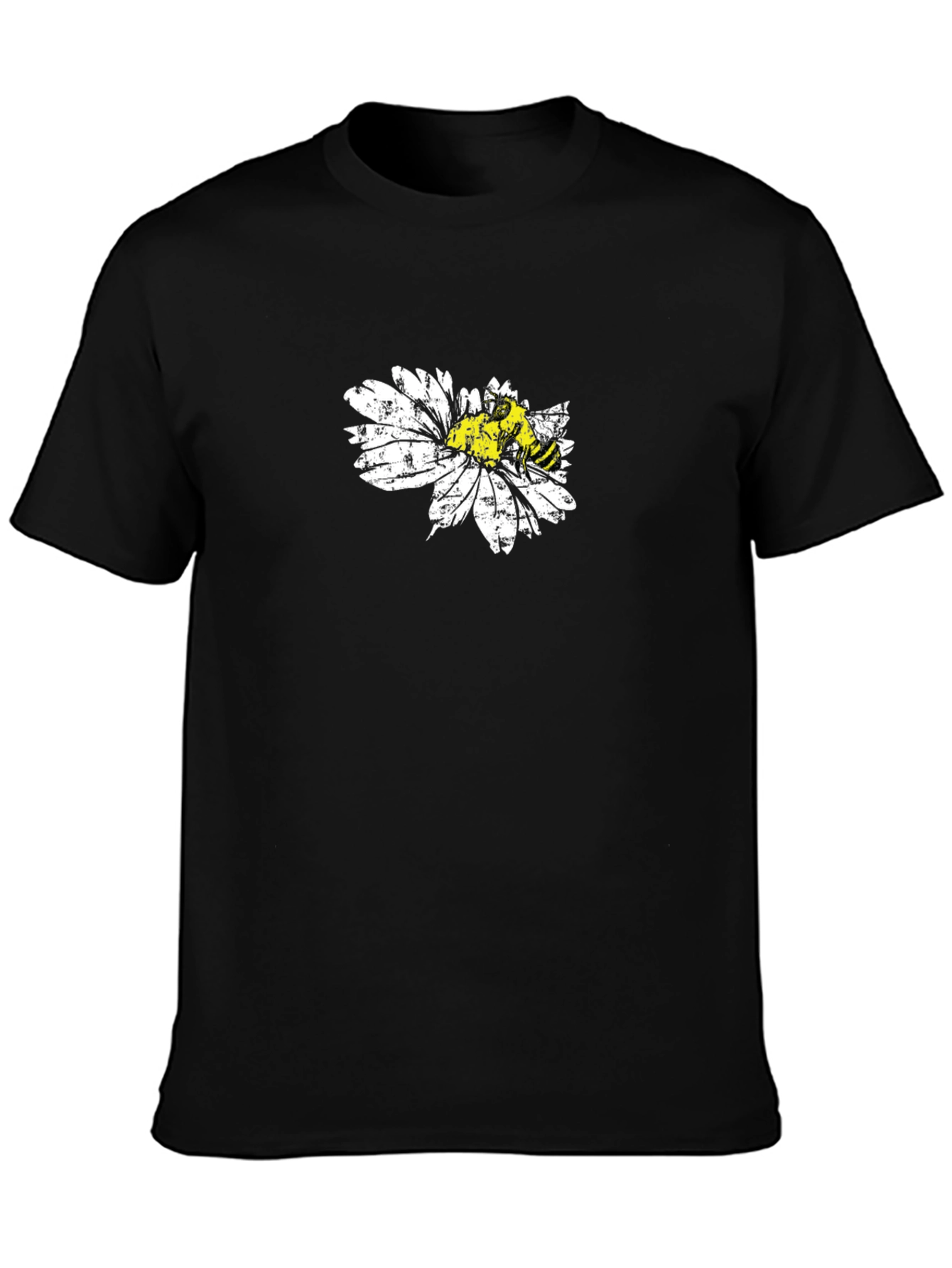 Bee on Daisy Black T-Shirt Graphic Tee