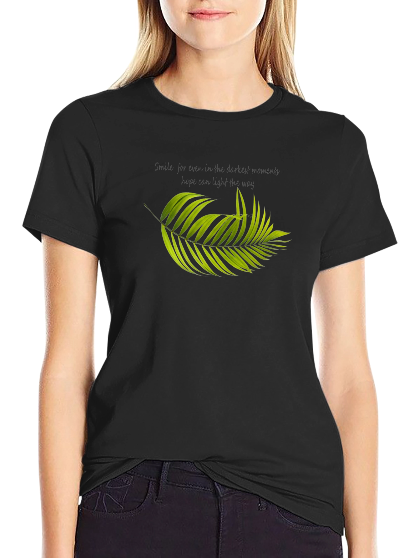 Palm Leaf Graphic Black T-Shirt