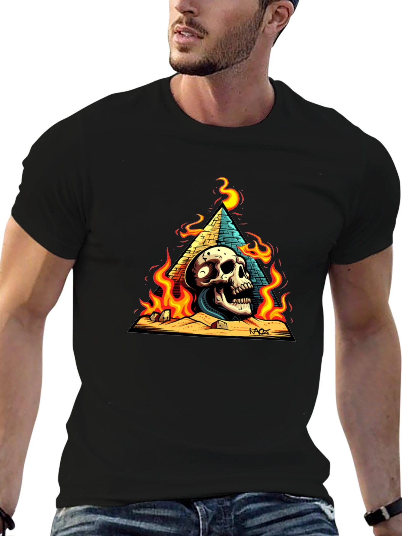 Skull Pyramid Graphic Tee - Mens Black T-Shirt