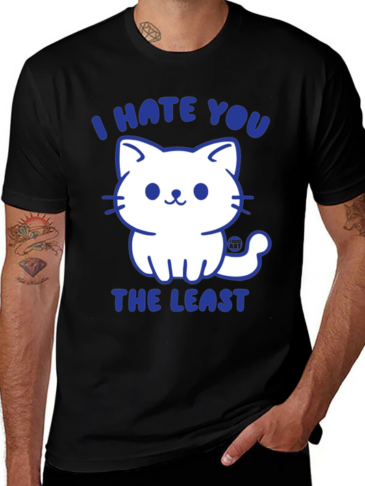 I Hate You The Least Cat Graphic Tee - Black
