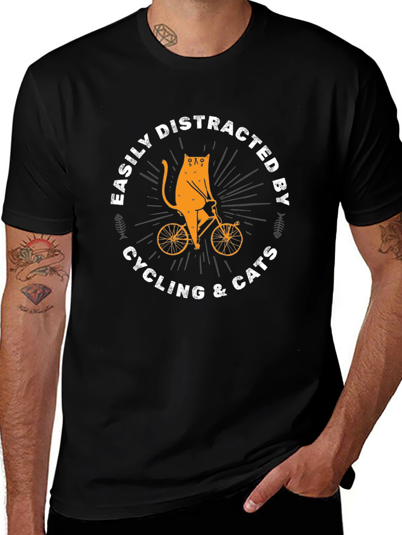 Easily Distracted by Cycling & Cats Graphic Tee