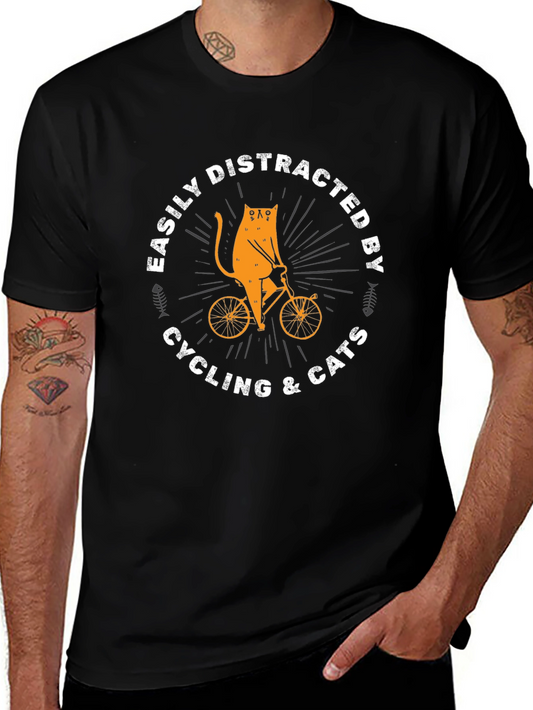 Easily Distracted by Cycling & Cats Graphic Tee