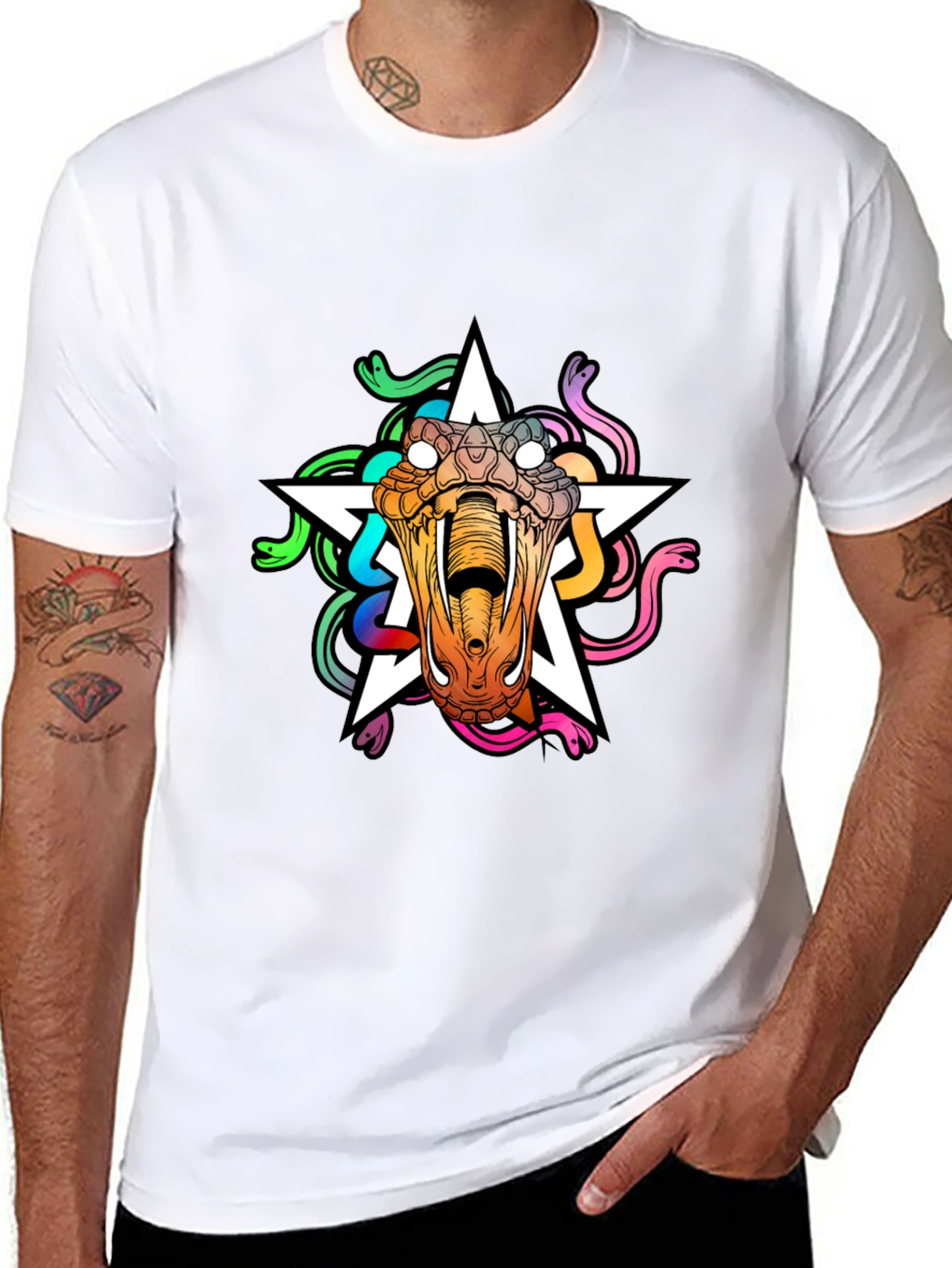 Medusa Star Graphic Tee - Bold Snake Design
